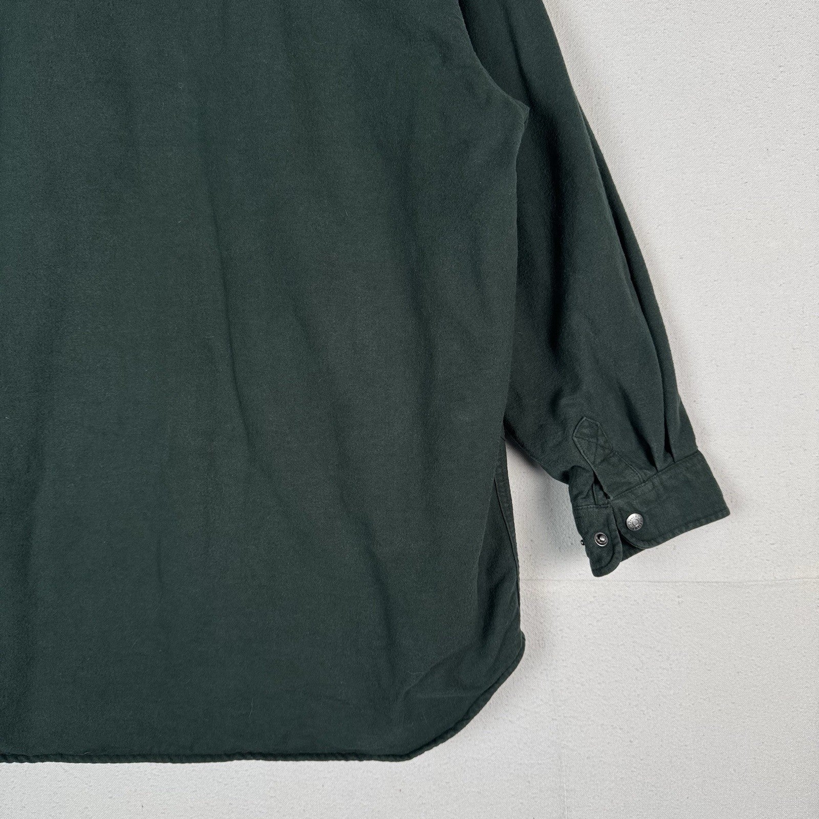 L.L. Bean Ultra Insulated Green Snap Shirt Jacket Men's Large 100% Cotton