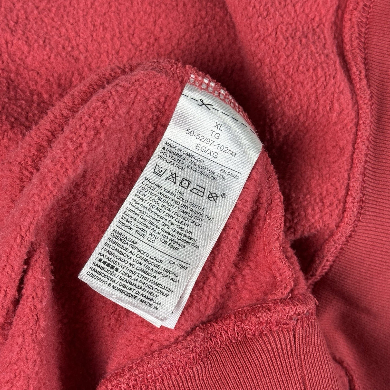 Gap Soft Fleece Track Logo California Hoodie Sweatshirt Red Men’s XL Distressed