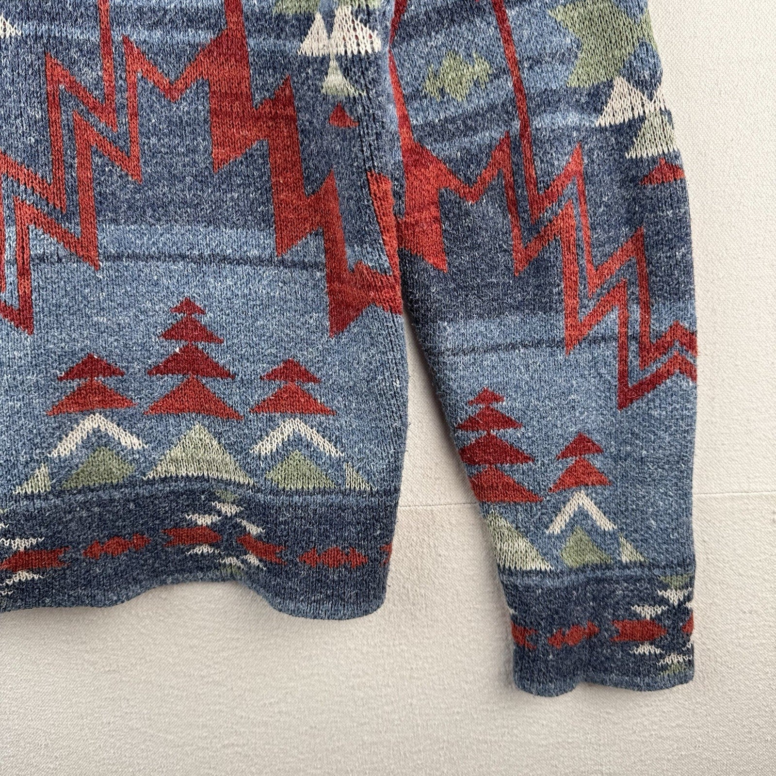 Heavy Aztec Southwestern Shawl Collar Cardigan Large Navajo Sweater Lucky Brand