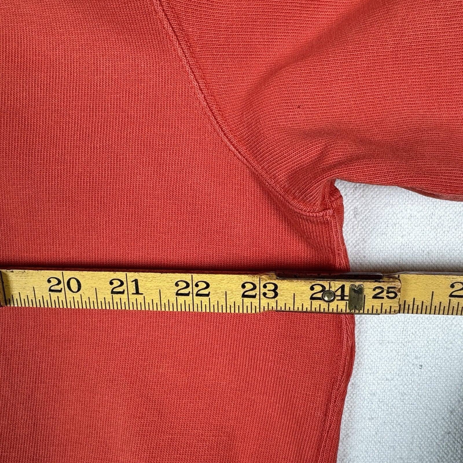 90’s Vtg Polo Ralph Lauren Rugby Shirt Mens L Orange Quilted Elbows *Distressed