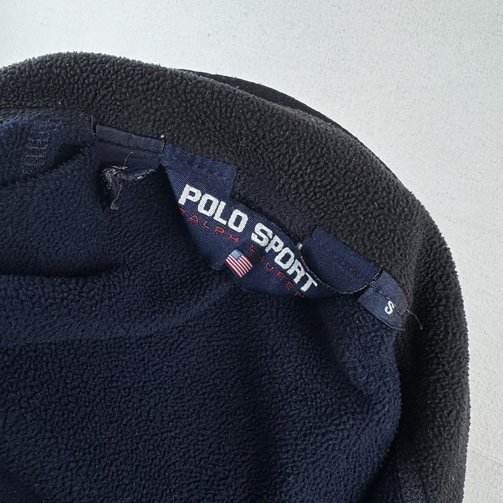 Vtg Polo Sport Ralph Lauren Small Blue Fleece Quarter Zip Cord Hem Pullover