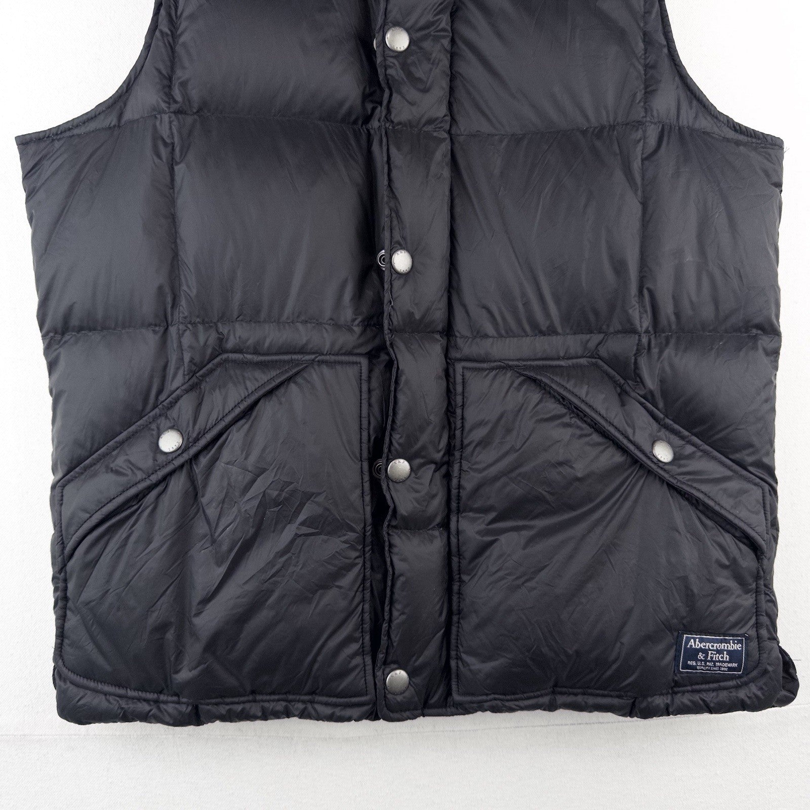Vintage Abercrombie Fitch Mens M Puffer Vest Black 600 Fill Power Down