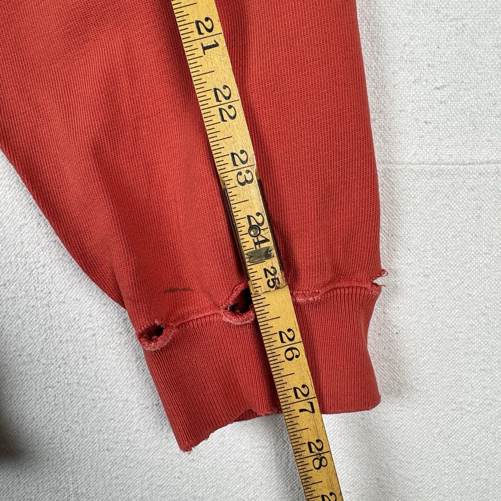 90’s Vtg Polo Ralph Lauren Rugby Shirt Mens L Orange Quilted Elbows *Distressed
