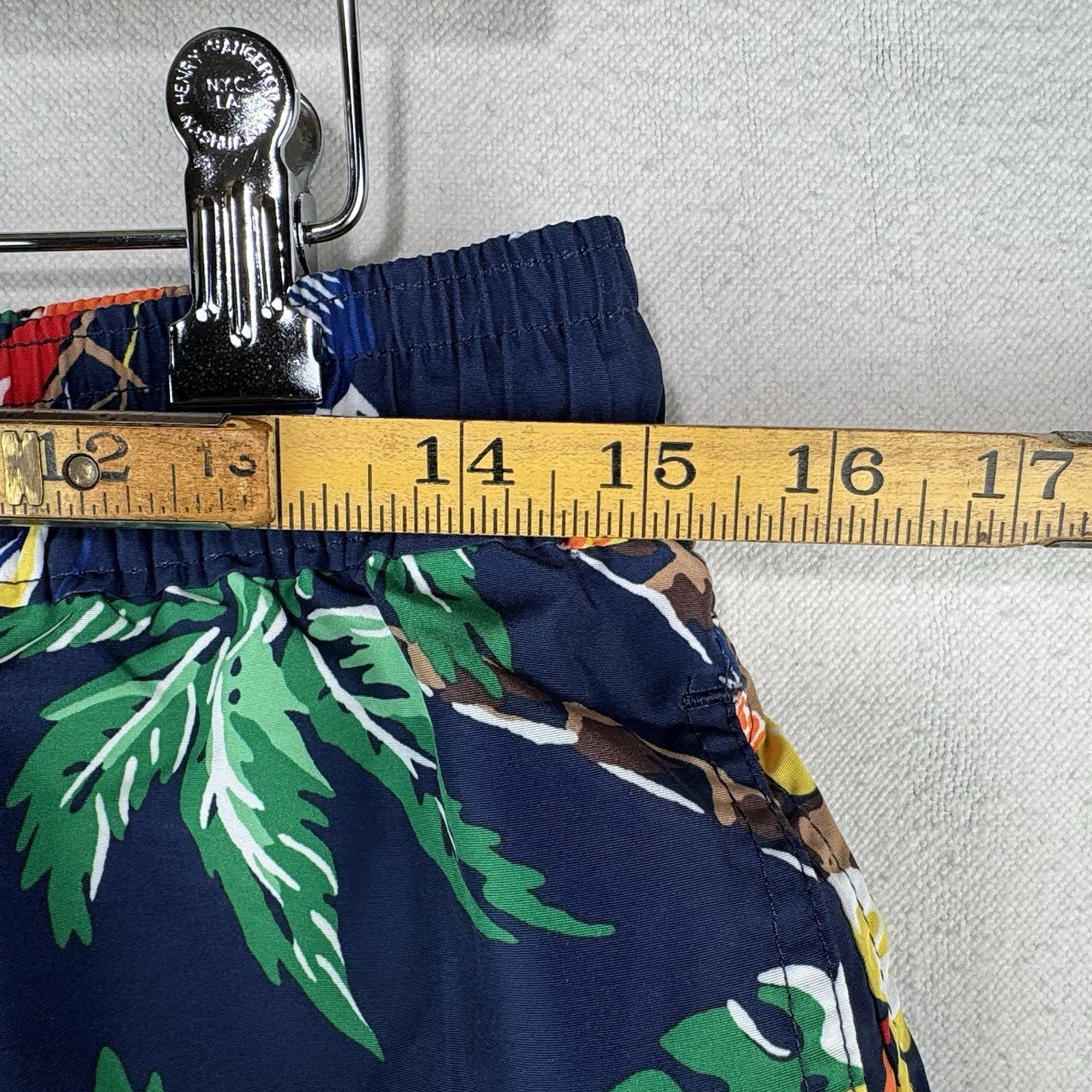 Polo Ralph Lauren Swim Trunks Mens M Blue Bear Floral Mesh Lined Drawstring 5”