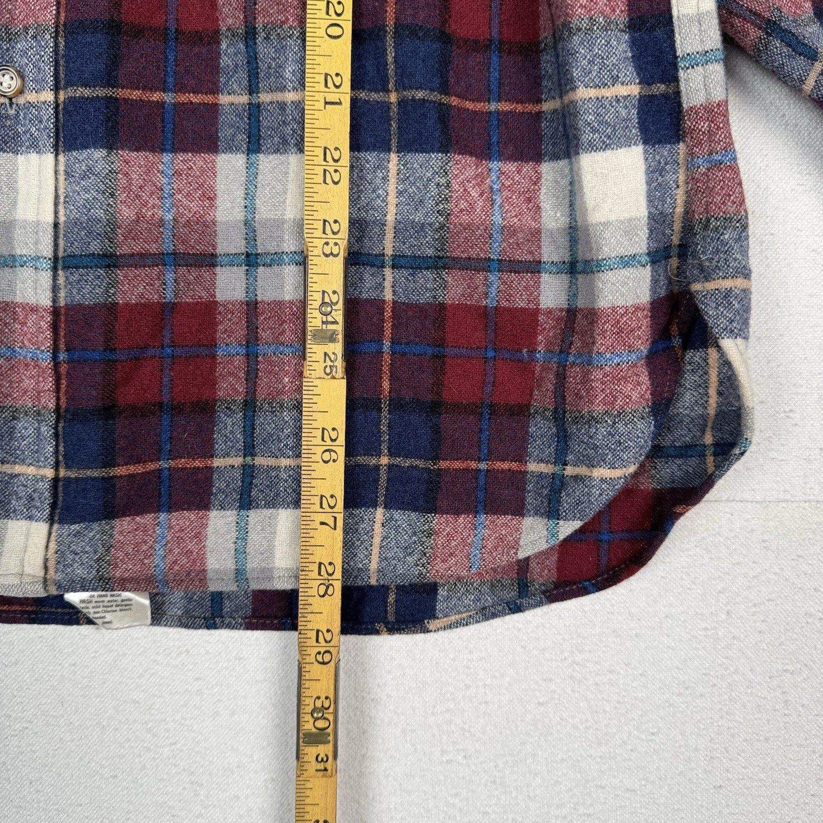 Vintage Pendleton 100% Virgin Wool Board Shirt Red White Blue Plaid Men's Large