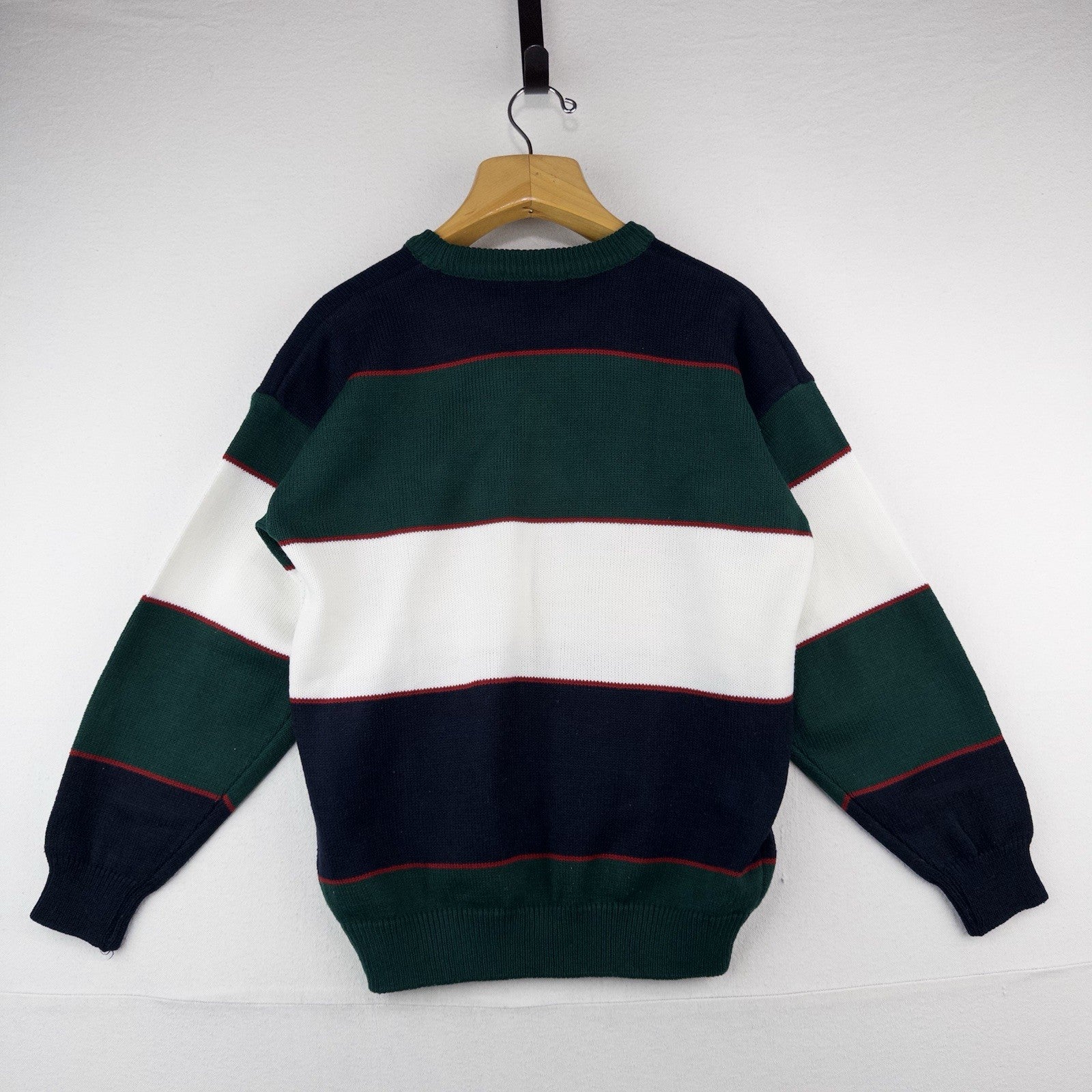 90’s Vtg Embroidered Classic Yacht Club Racing Sweater Acrylic Color Block