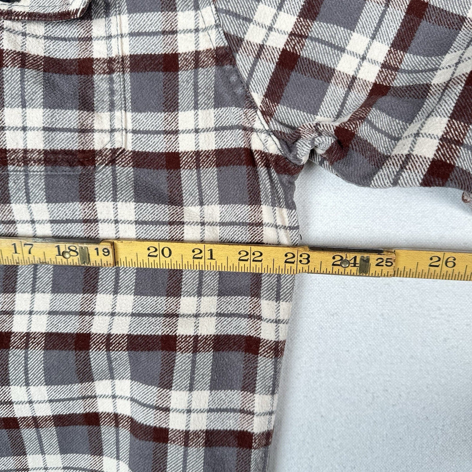 Jachs Men’s Large XL Cream Brown Gray Heritage Thick Material Flannel Button Up