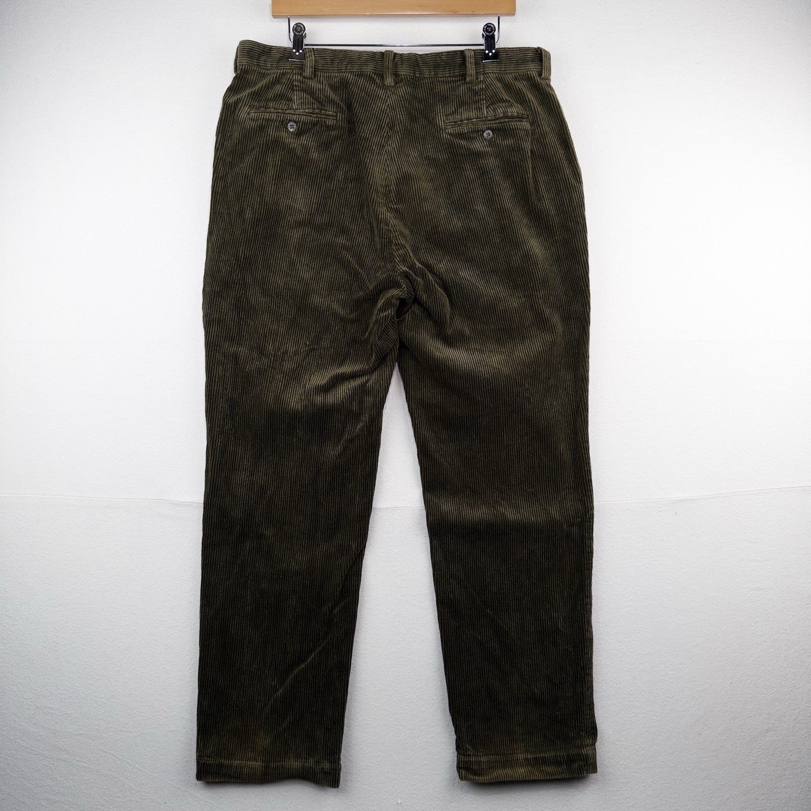 90's Vtg Polo Ralph Lauren Corduroy Pant Mens 38x32 Olive Green Wide Wale