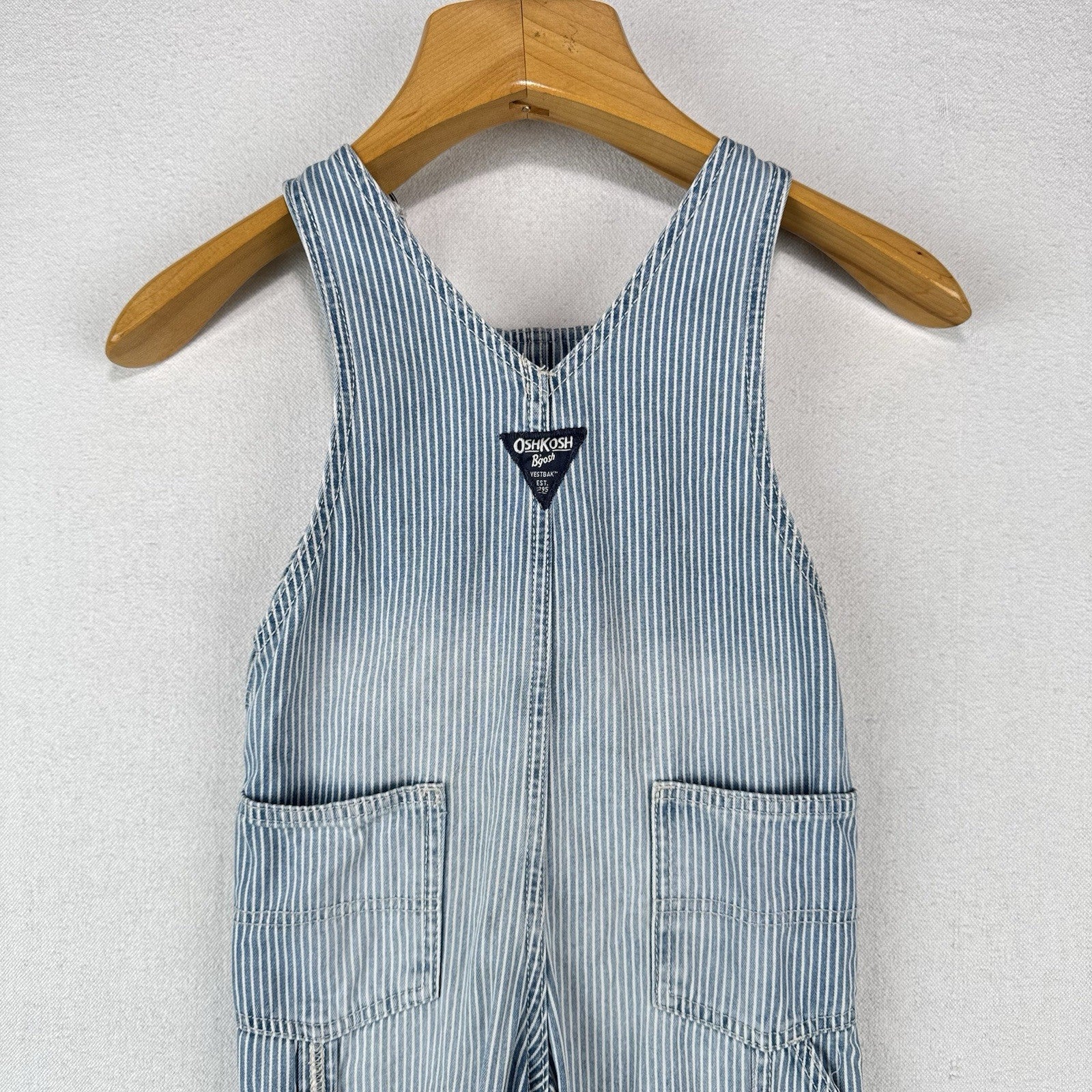 OshKosh B’gosh Blue Hickory Stripe Overalls Size 4T Vestbak