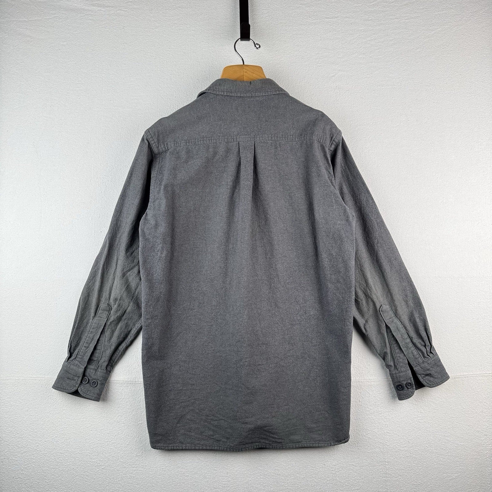 Vintage LL Bean Mens Medium Tall Chamois Flannel Shirt Gray 100% Cotton