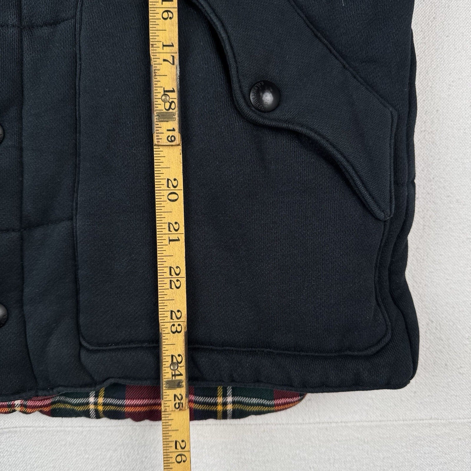 Vtg Polo Ralph Lauren Men M Black Quilted Puffer Vest Flannel Lining *Distressed