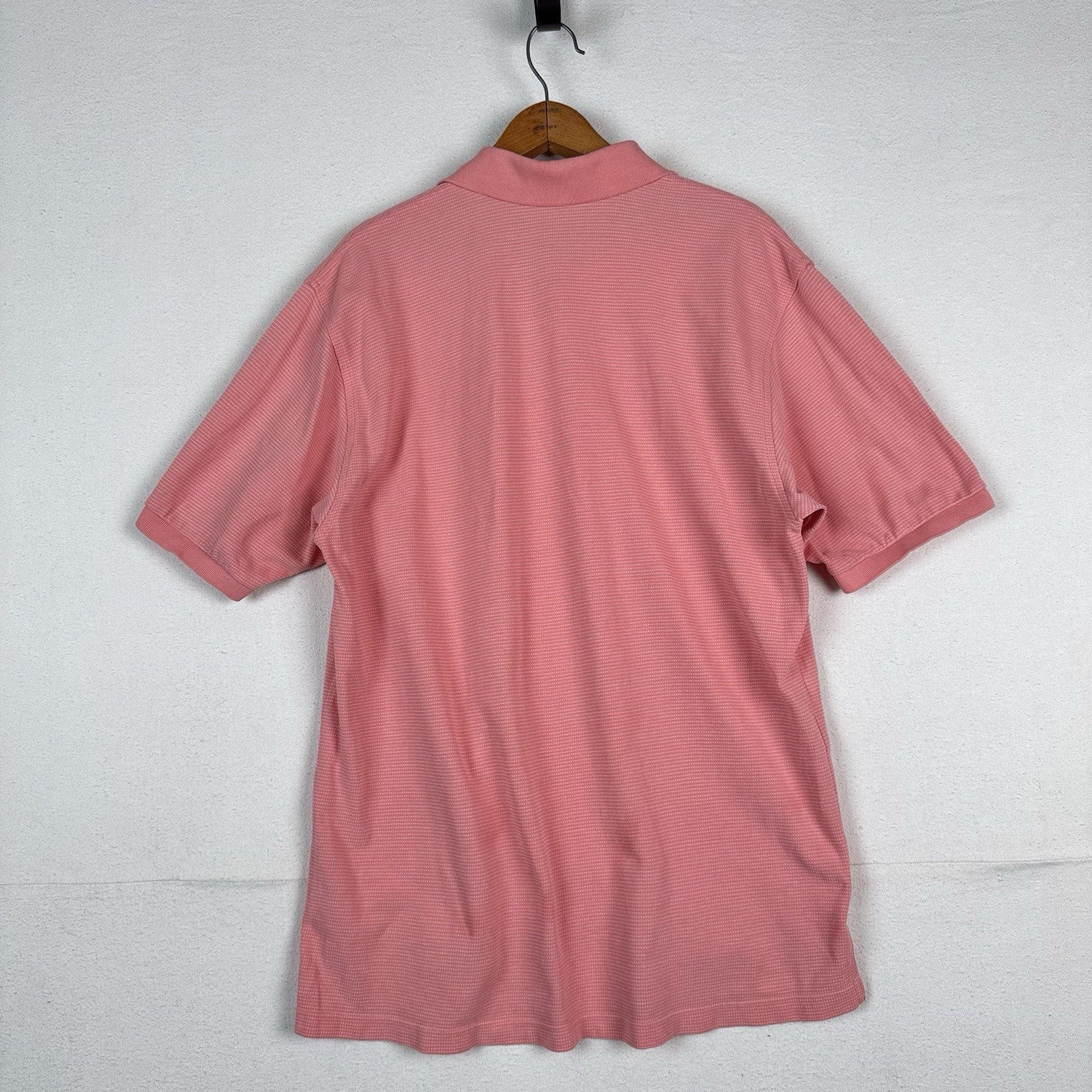 Brooks Brothers Shirt Men’s Large Pink Polo Short Sleeve Dotted Striped Cotton