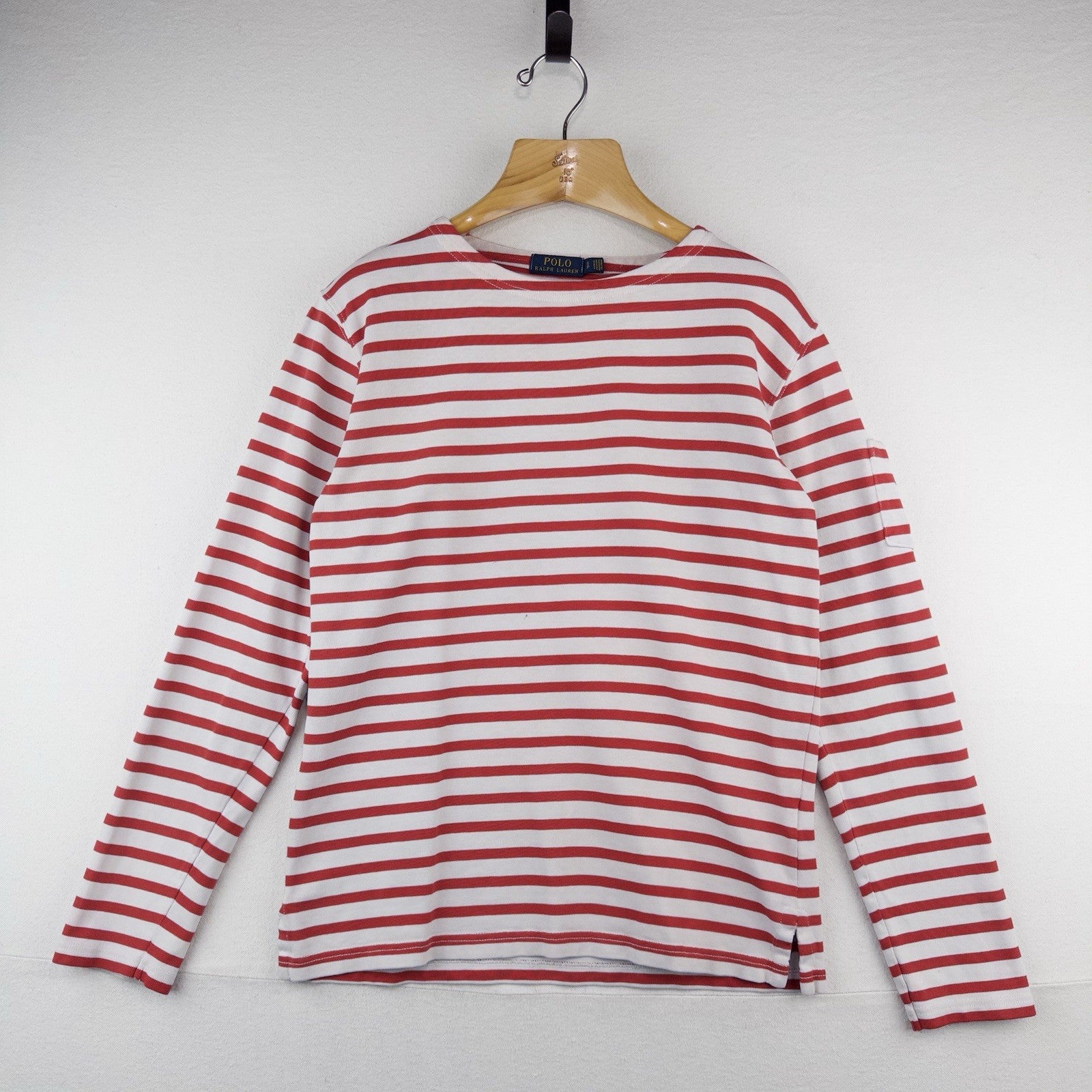 Polo Ralph Lauren Women’s S Breton Stripe Shirt Red White Boat Neck Nautical