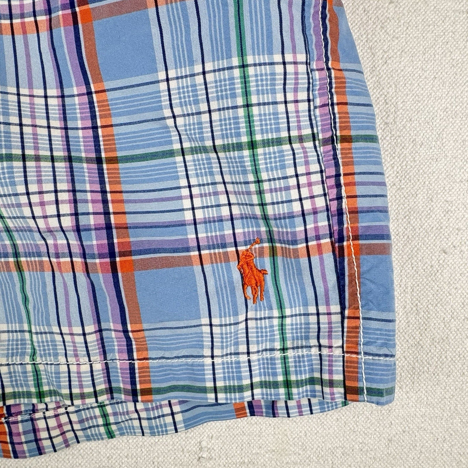 Vtg Polo Ralph Lauren Board Shorts Men’s M Plaid Multicolor Swim Trunks 5”