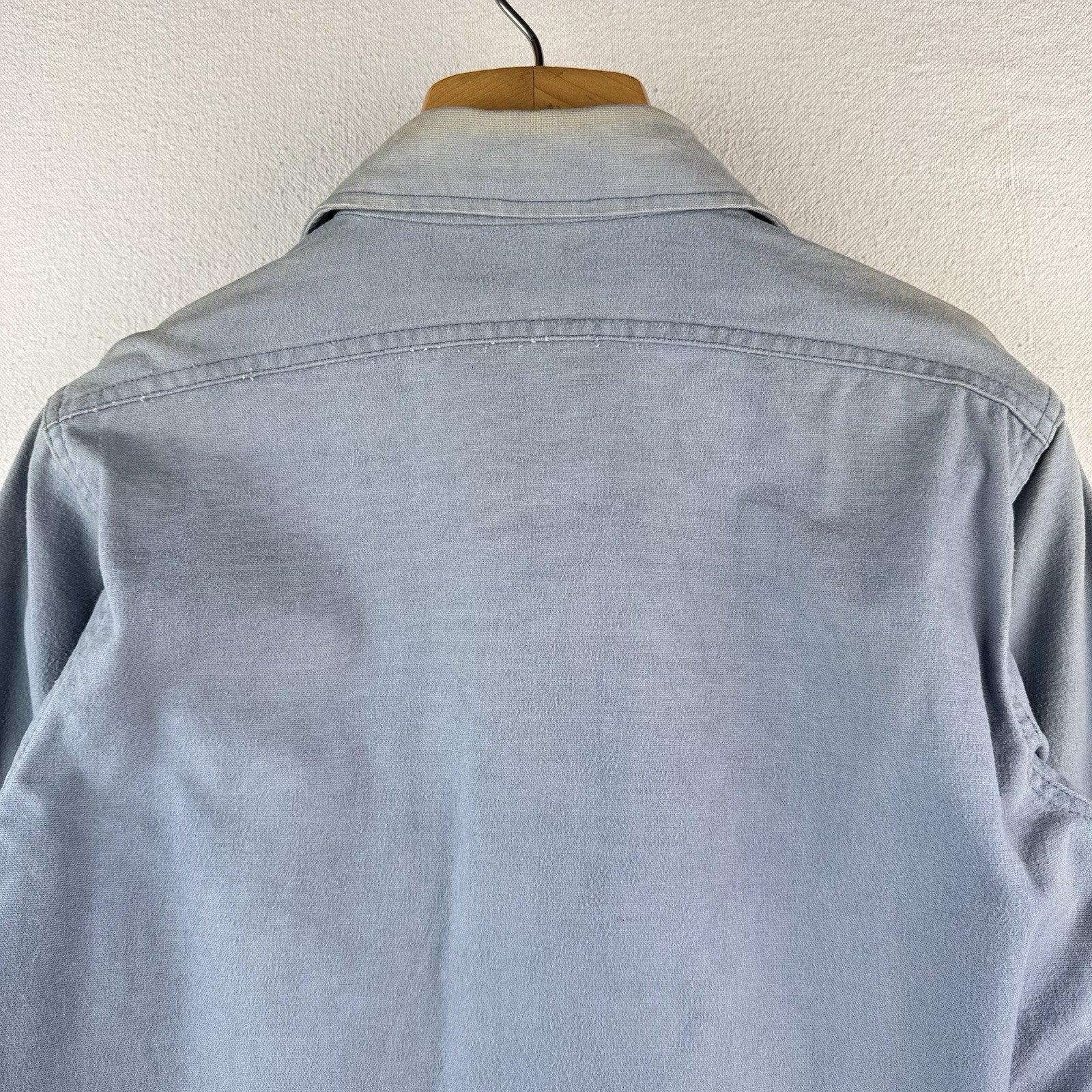 80’s Vtg Woolrich Chamois Cotton Button Up Flannel Blue Mens M Made USA Sunfaded