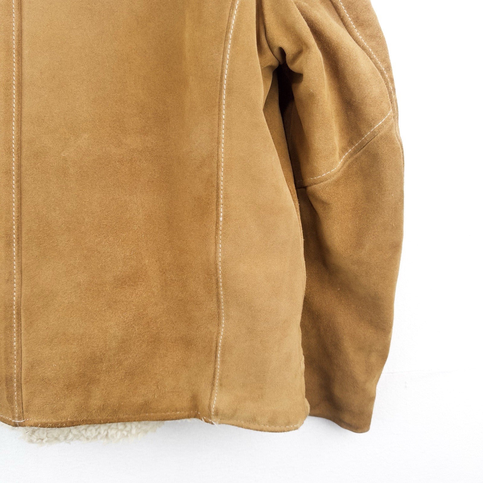 70’s Vtg Towncraft Shearling Suede Jacket Men’s Western Ranch Sheepskin 46R USA