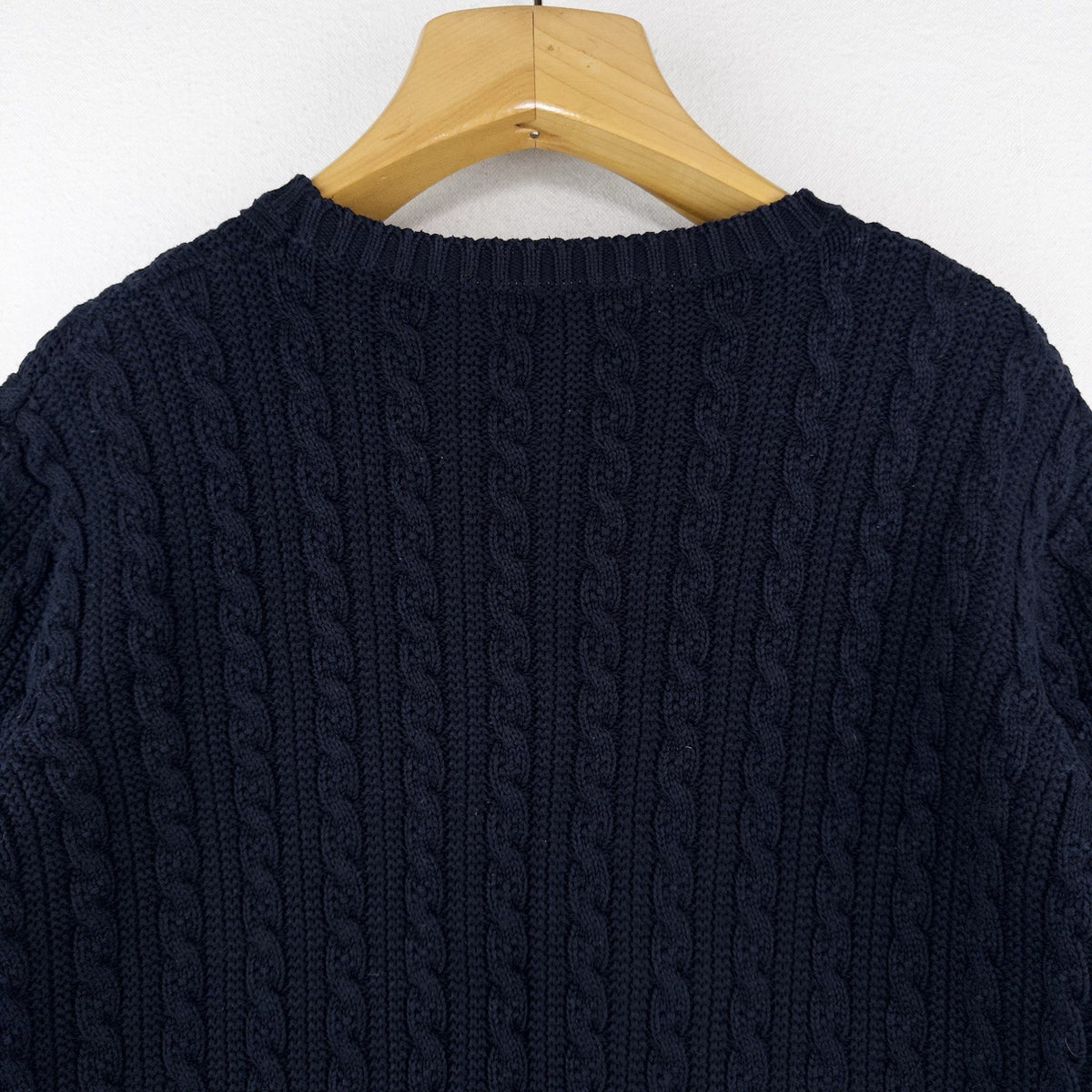 80’s Vtg Lands End Sweater Womens L 14-16 Blue Fisherman Cable Knit Pullover USA
