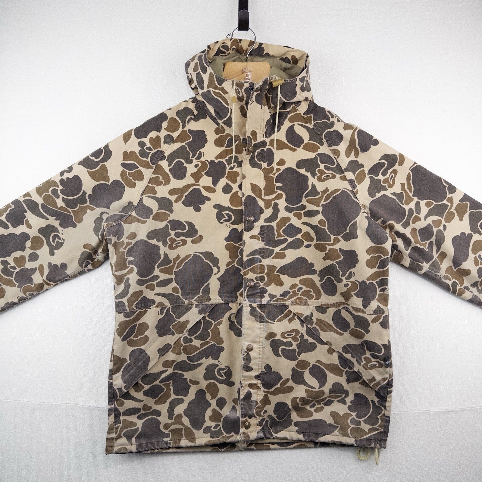 80’s Vtg 10X Goretex Duck Camo Jacket Mens Large Full Zip Hunting With Hood USA