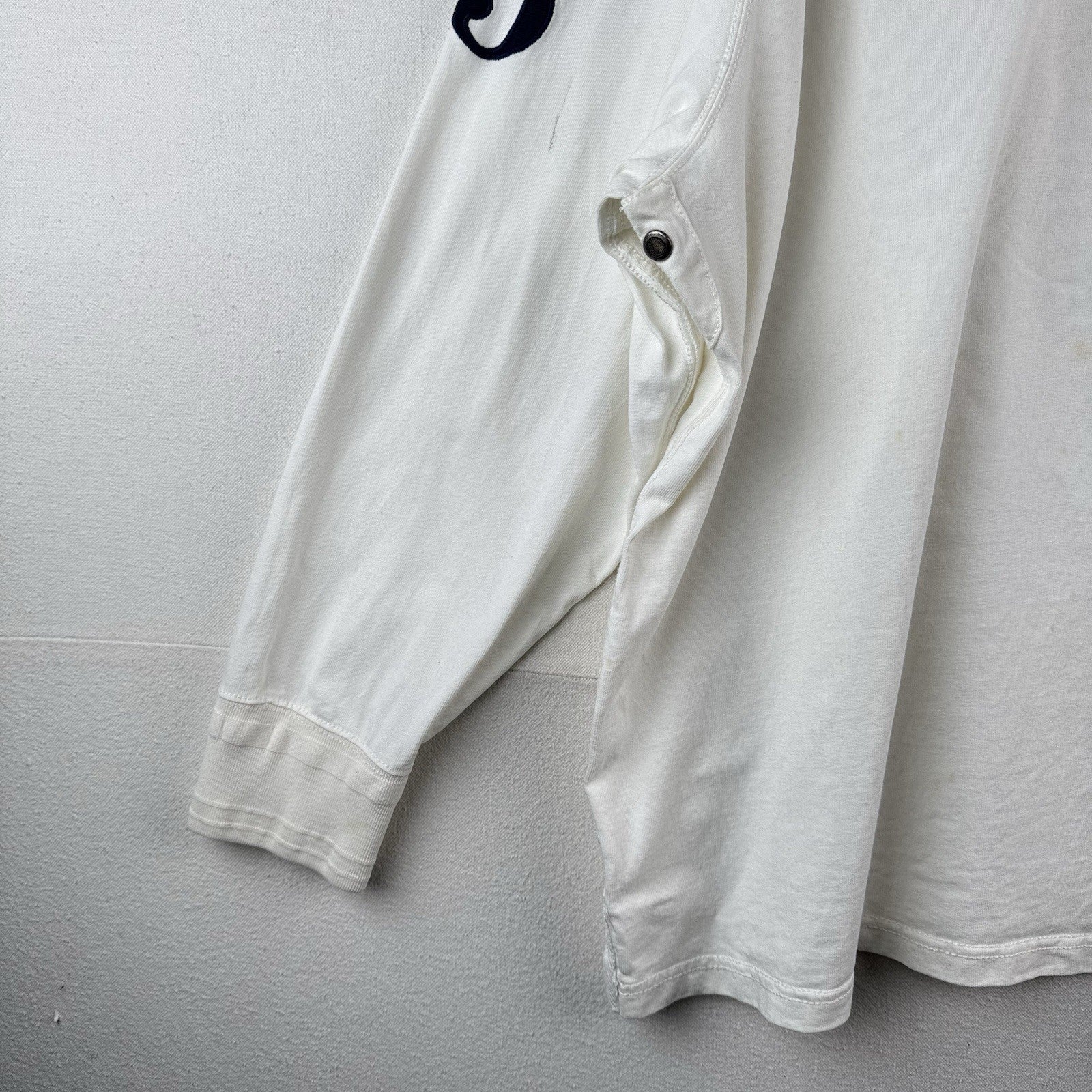 Vtg Polo Ralph Lauren White Rugby Shirt Big Pony 4XB Jockey Club Crest Quilted