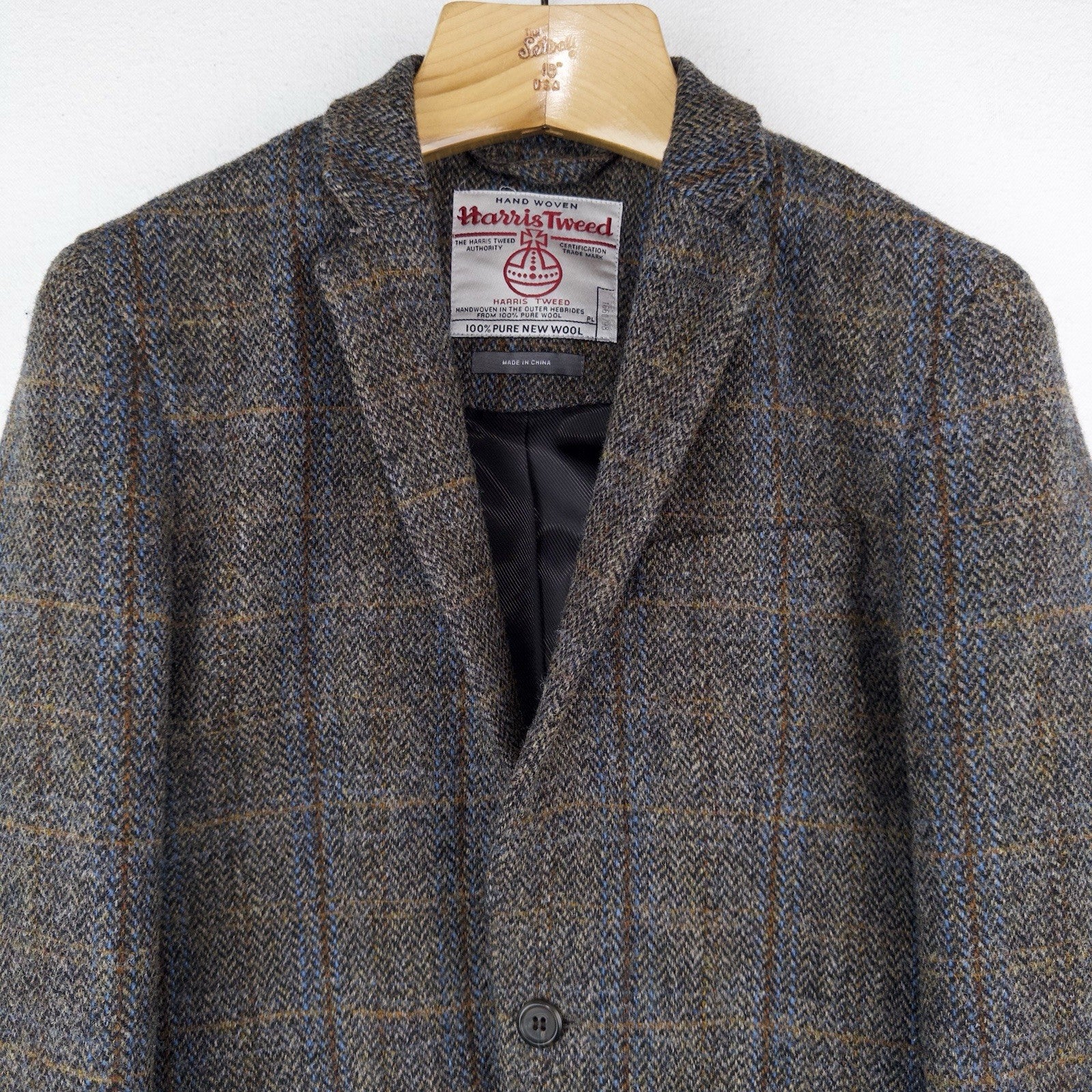 Harris Tweed 100% Pure New Wool Brown Gray Herringbone XS Regular Chest 34”