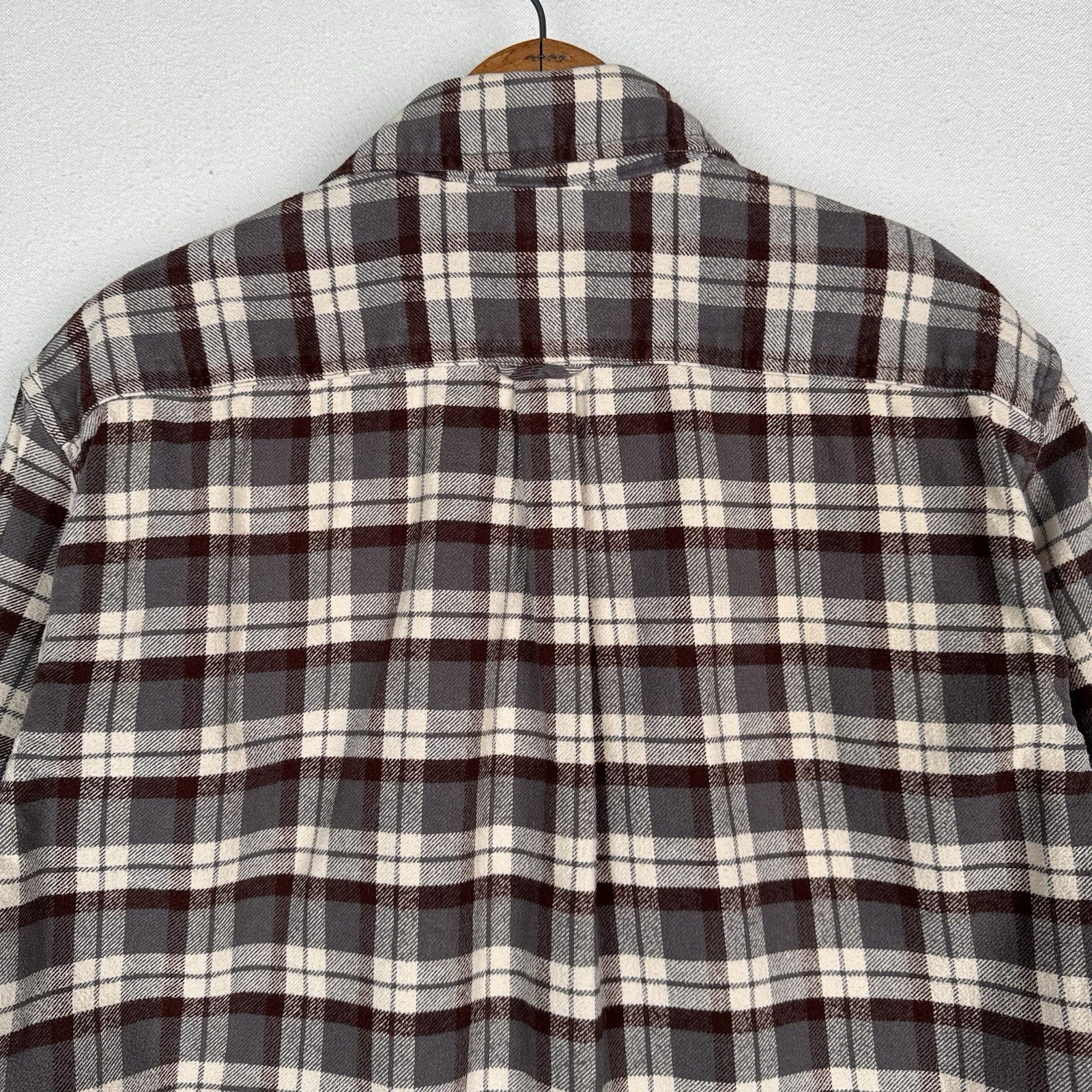 Jachs Men’s Large XL Cream Brown Gray Heritage Thick Material Flannel Button Up