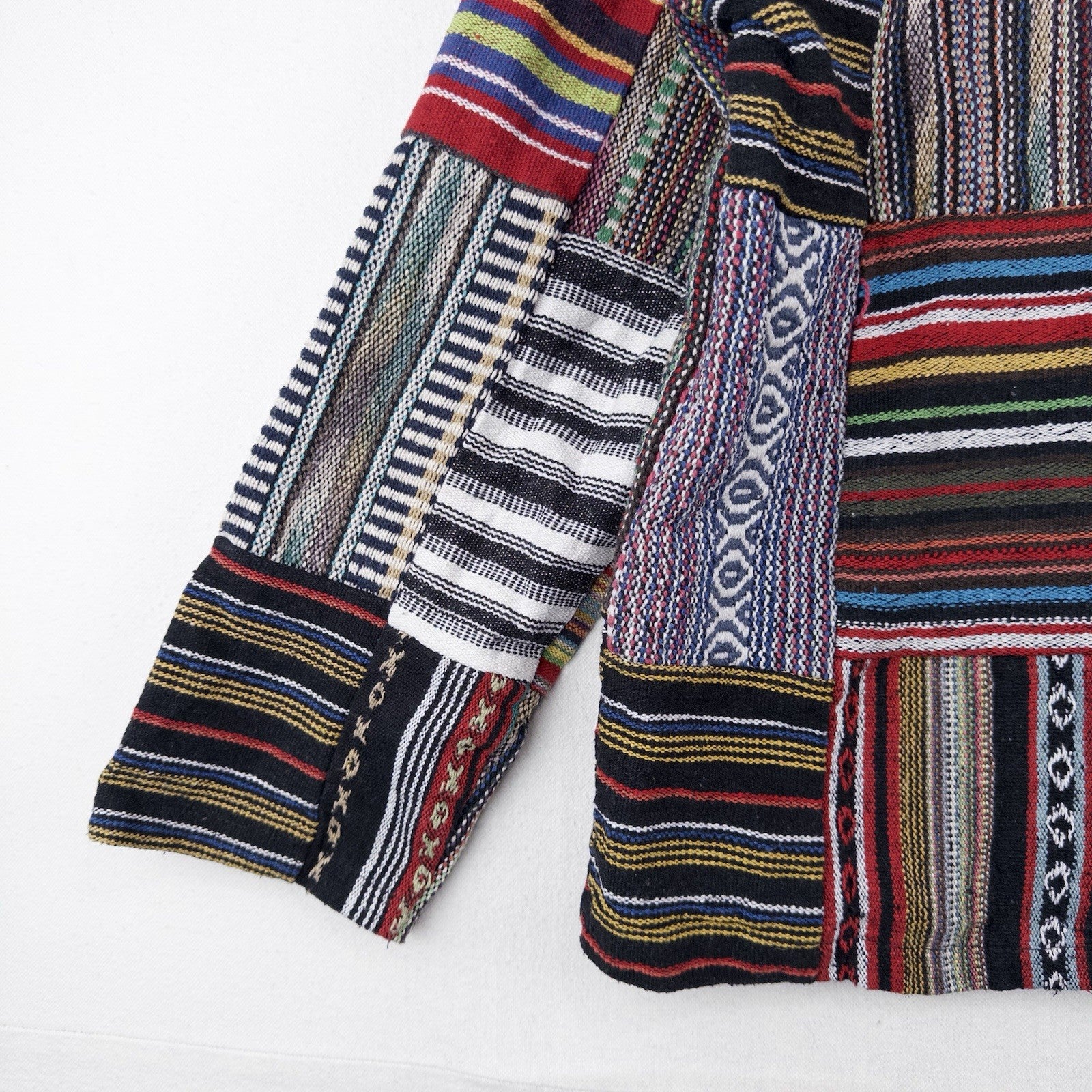 Vintage Patchwork Rug Baja Hoodie Full Zip Jacket Small Boho Festival