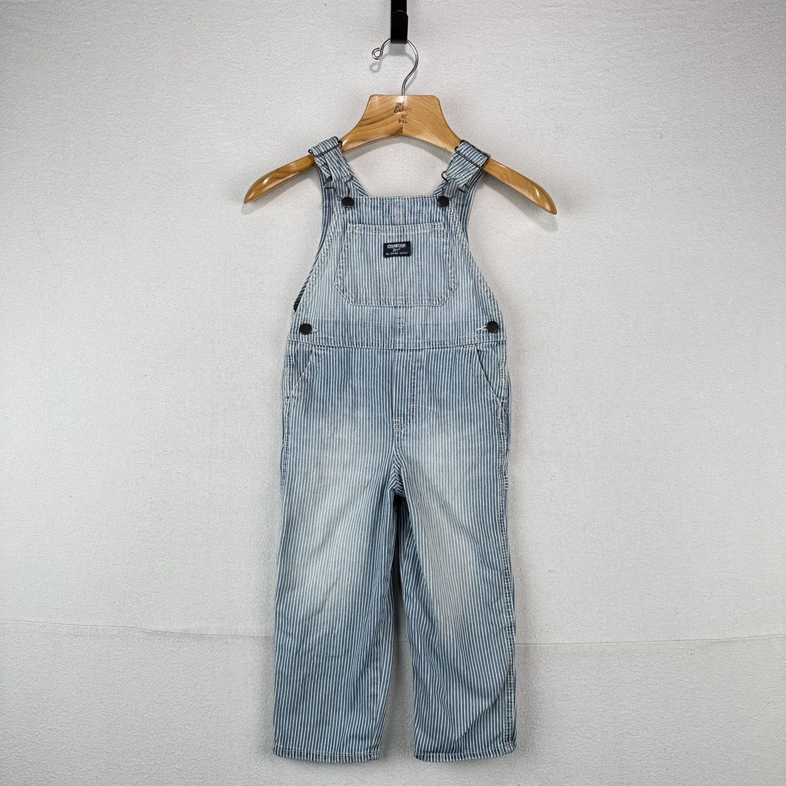 OshKosh B’gosh Blue Hickory Stripe Overalls Size 4T Vestbak