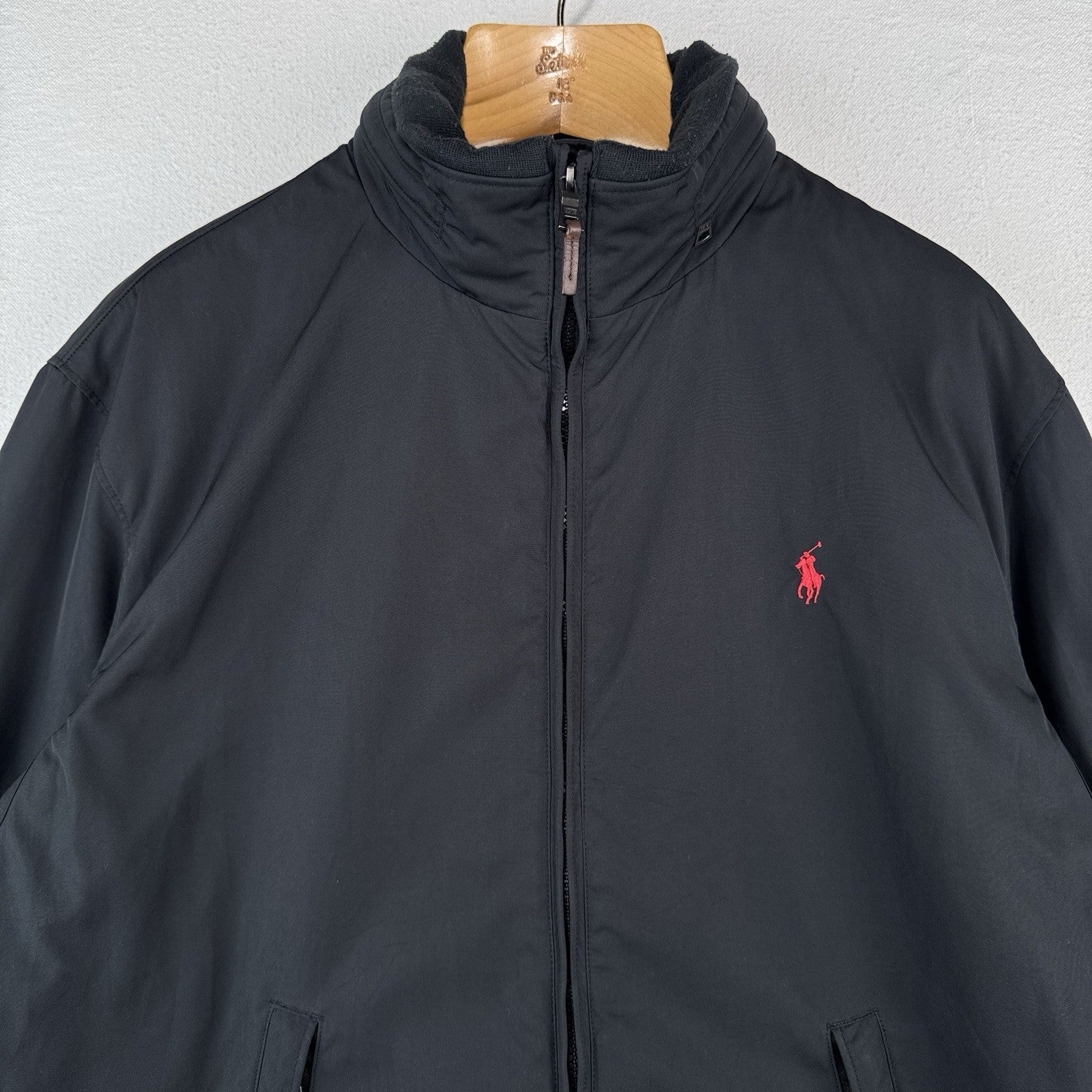 Polo Ralph Lauren Harrington Jacket Mens XL Black Insulated Stowaway Hood