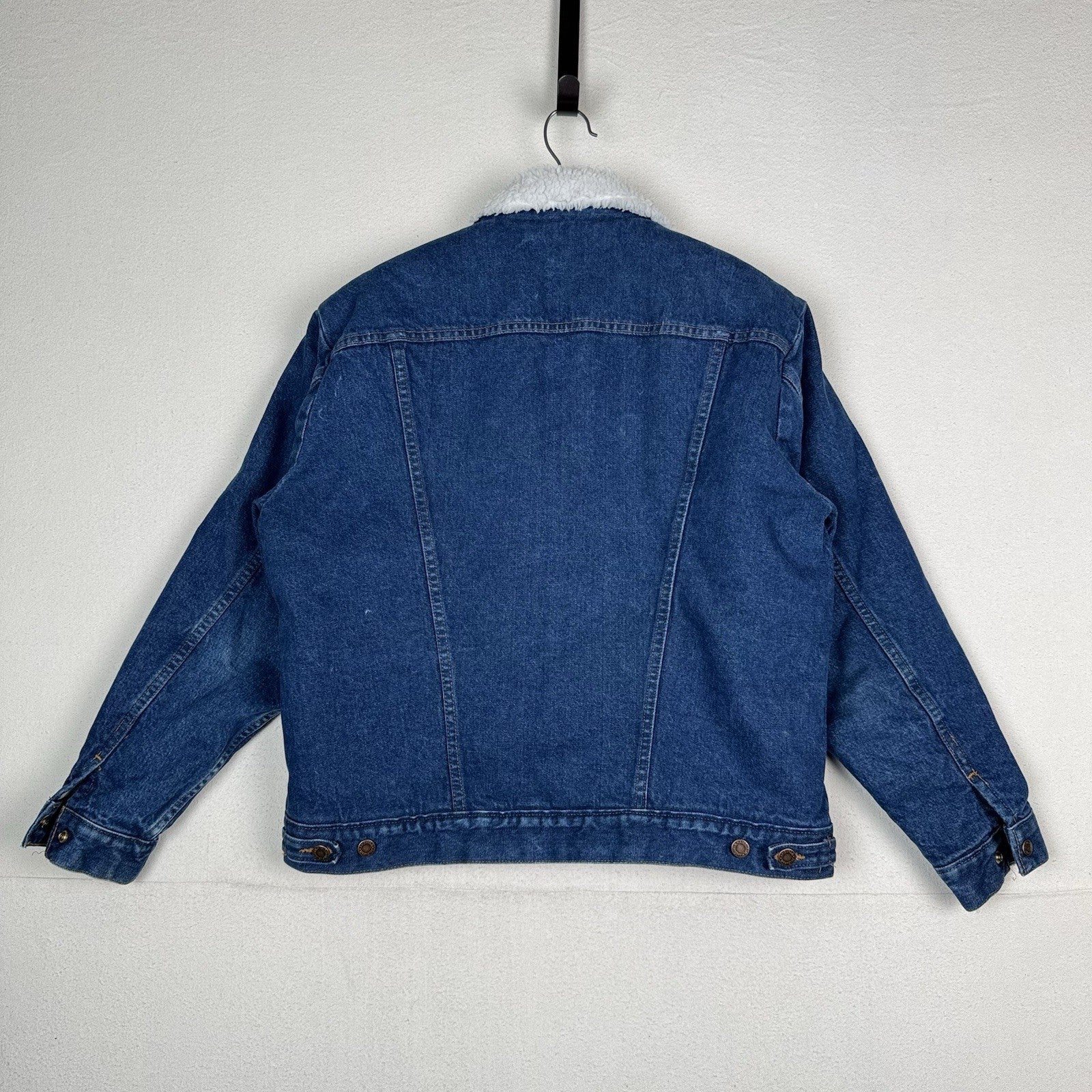 Vintage Wrangler Sherpa Denim Jean Trucker Jacket Men’s Large L Blue Made In USA