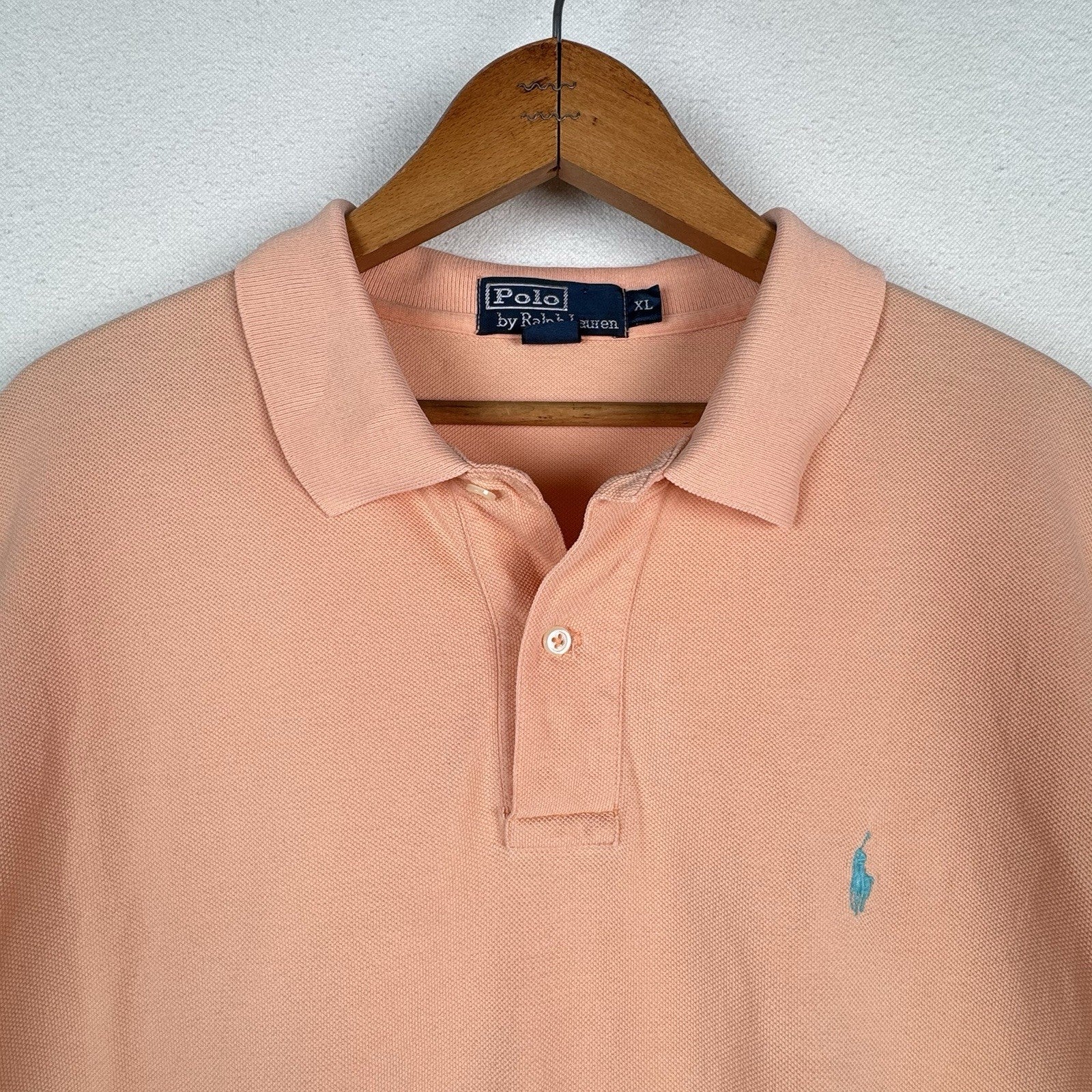 Vintage Polo Ralph Lauren Polo Shirt Mens XL Orange Mesh Pique *Distressed