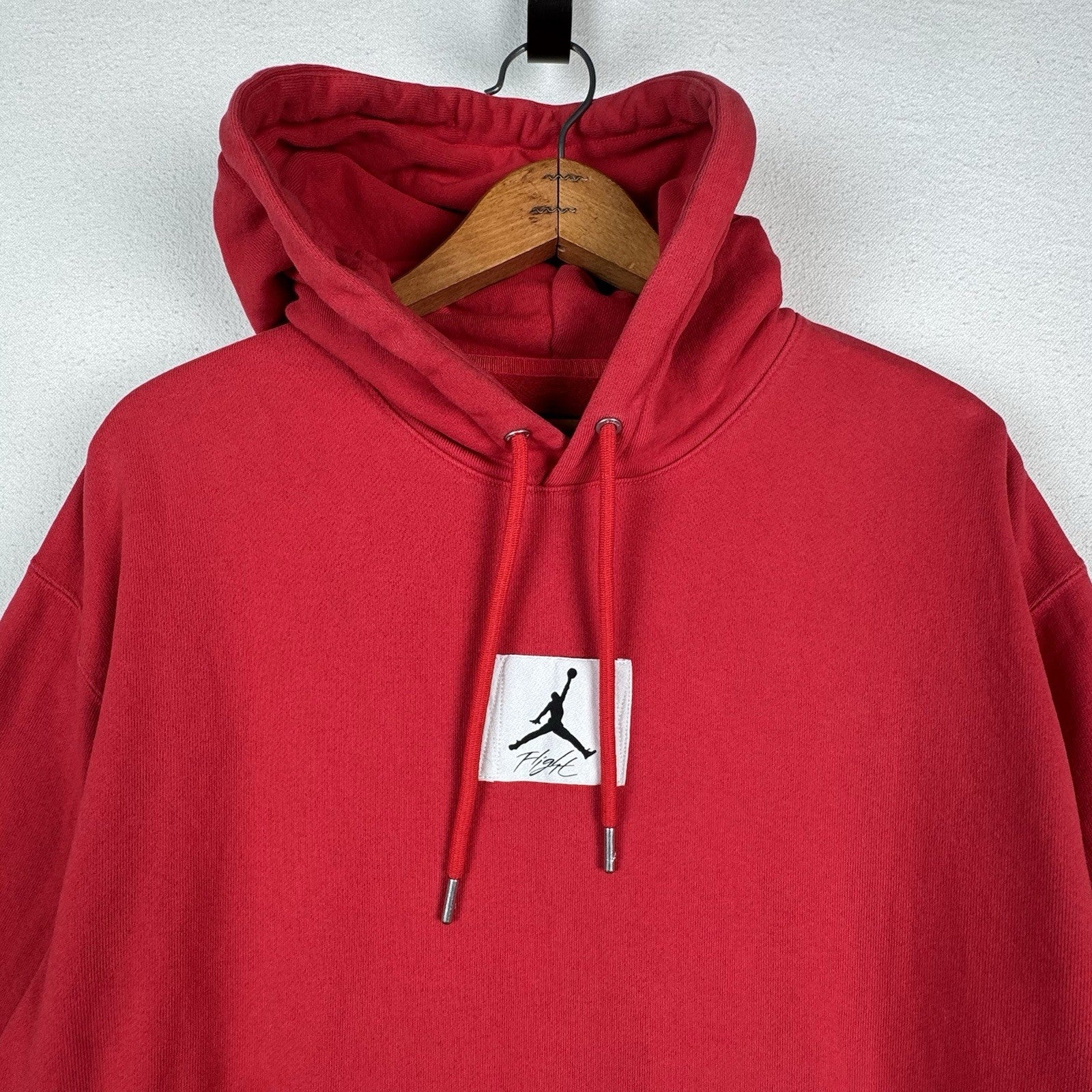 Nike Air Jordan Flight Logo Fleece Pullover Hoodie Men Sz L Red DQ7338-612