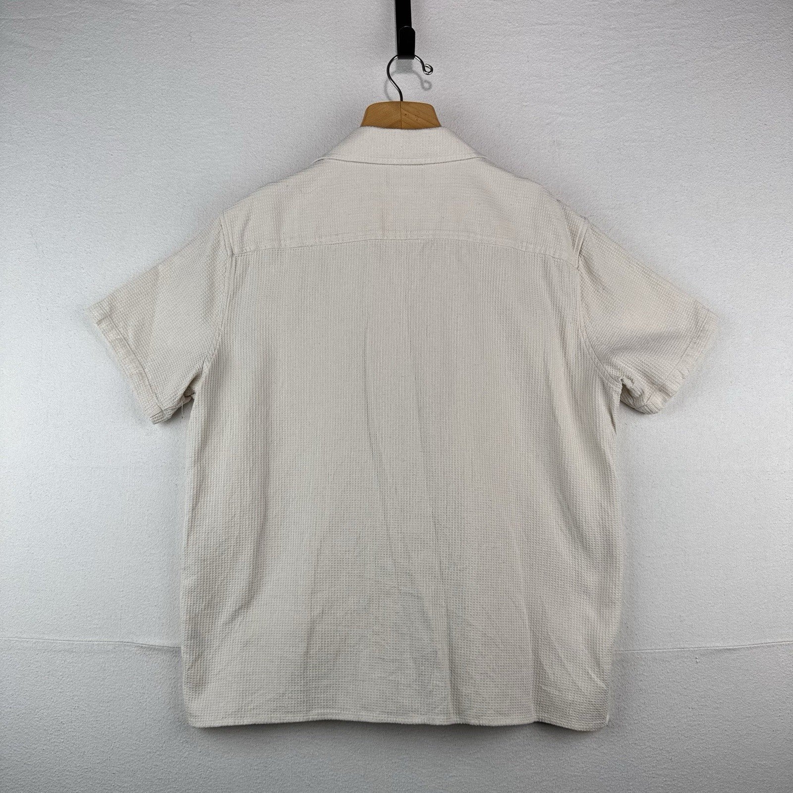 Original Use Waffle Knit Cream Men’s XL Camp Collar Button Up Resort Shirt
