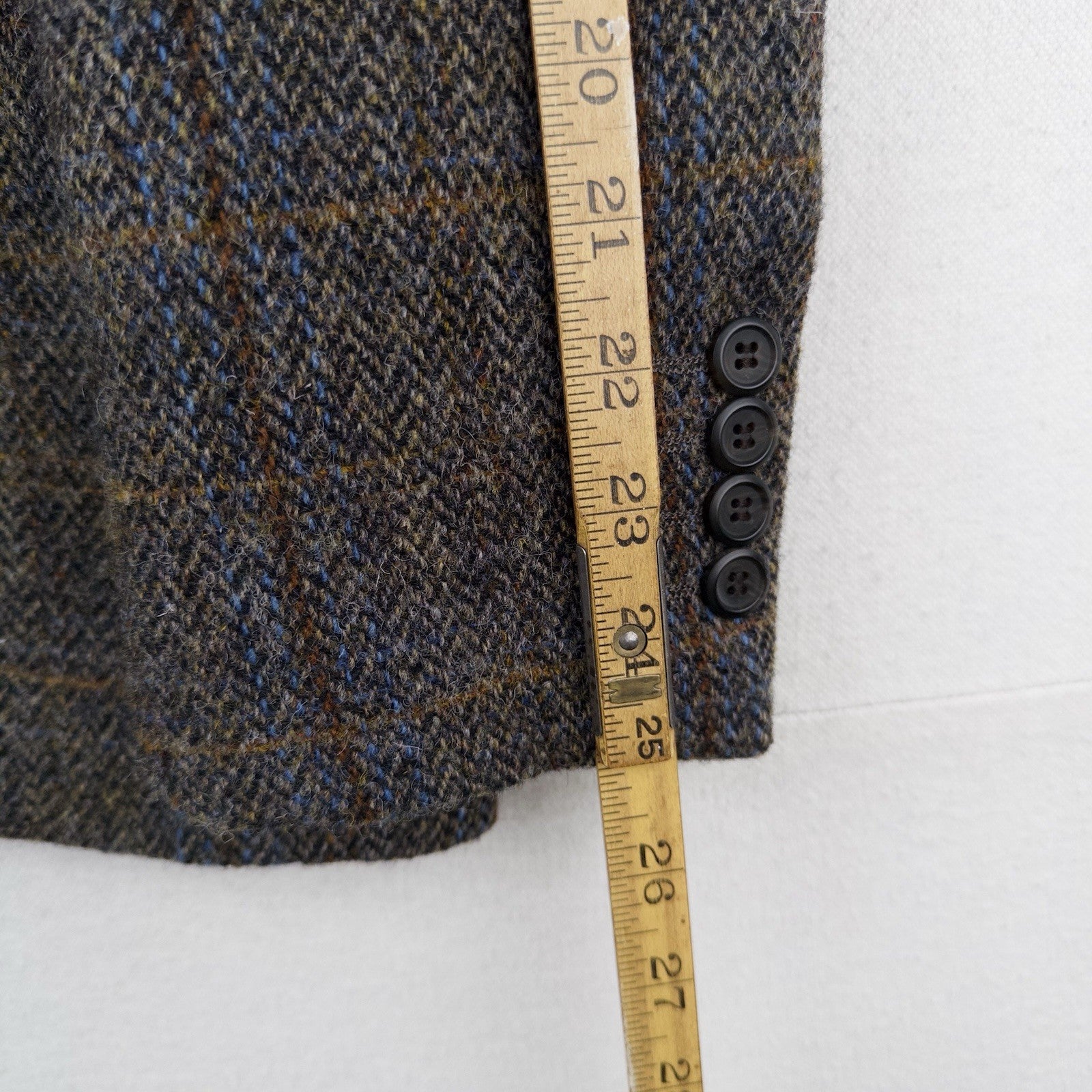 Harris Tweed 100% Pure New Wool Brown Gray Herringbone XS Regular Chest 34”