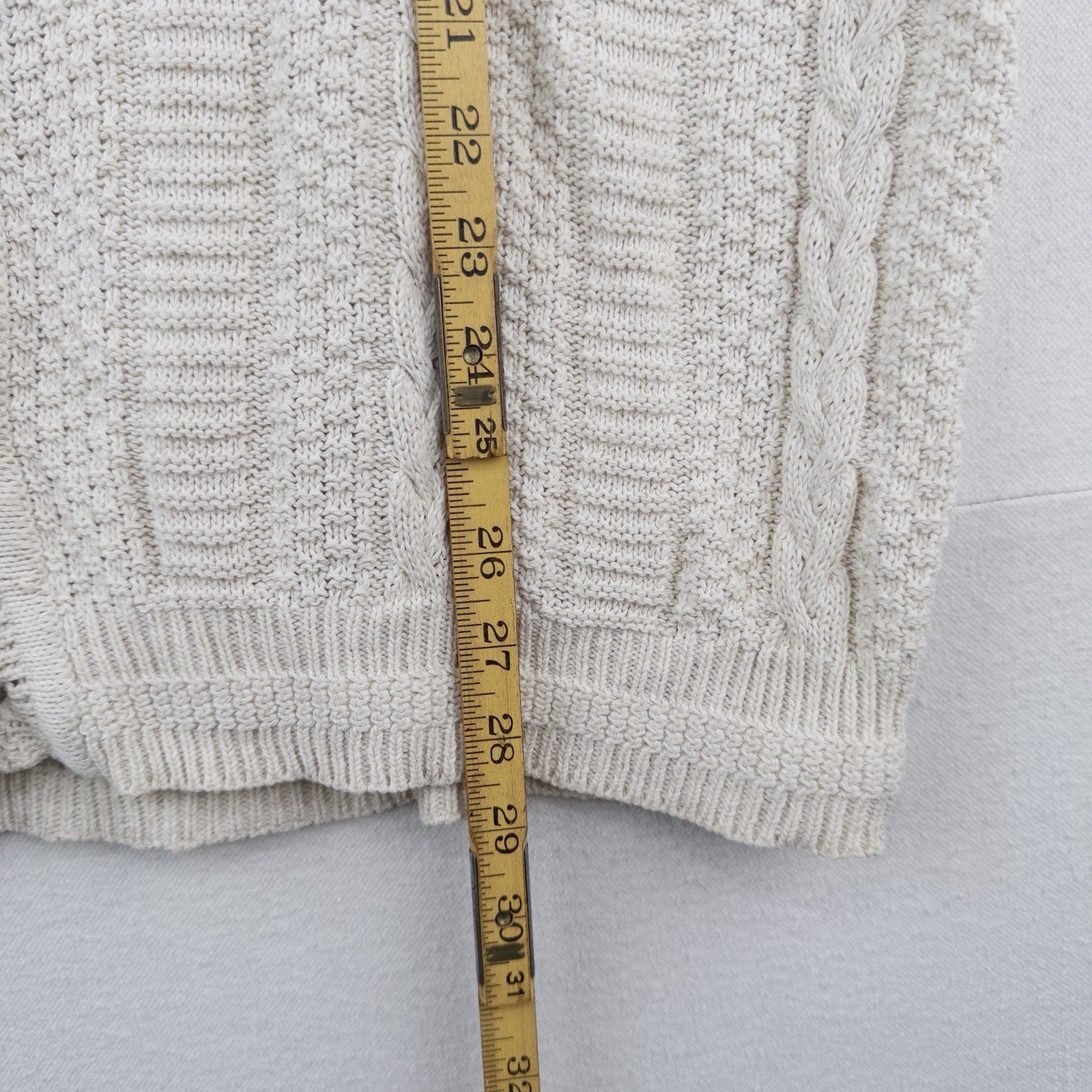90’s Vtg Izod Cable Knit Vest Men’s XL Beige Fisherman Made In The USA