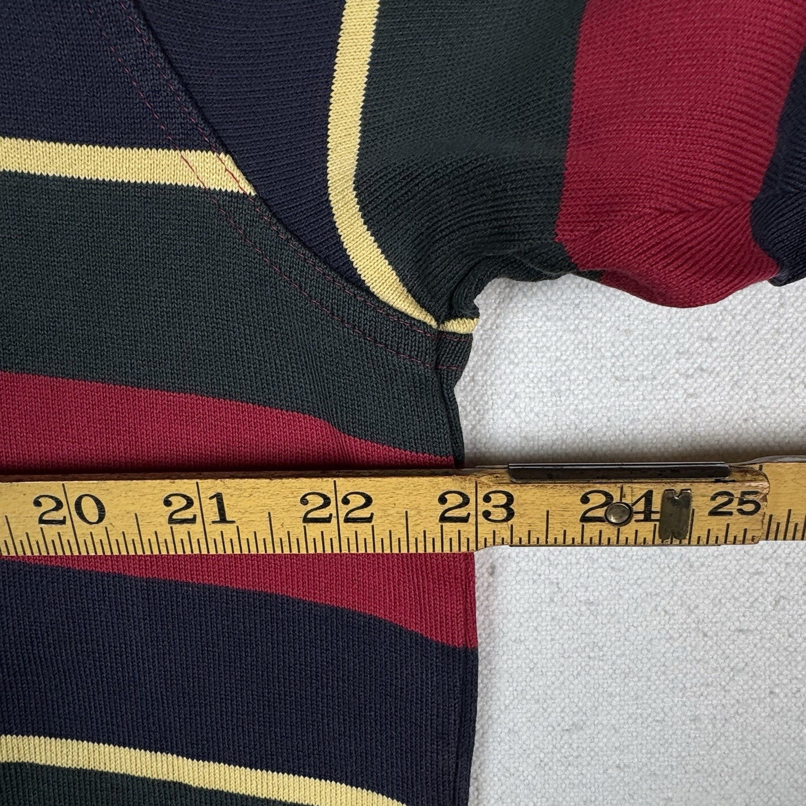 Vintage 90s Brooks Brothers Polo Rugby Striped Red Blue Yellow LS *Distressed