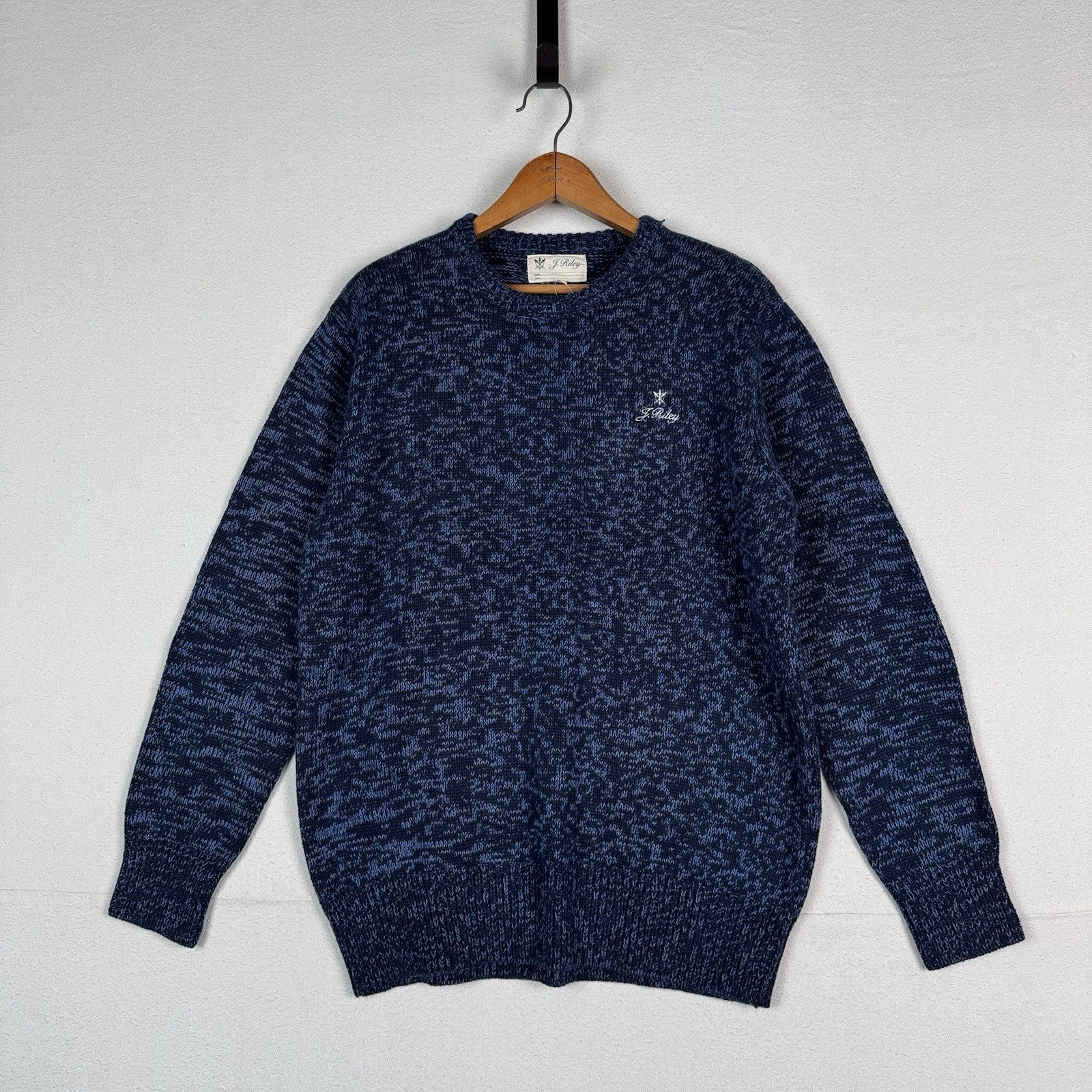 NWT J.Riley Scott Wool-blend Sweater Men’s Blue Marled Elbow Patches Size Large