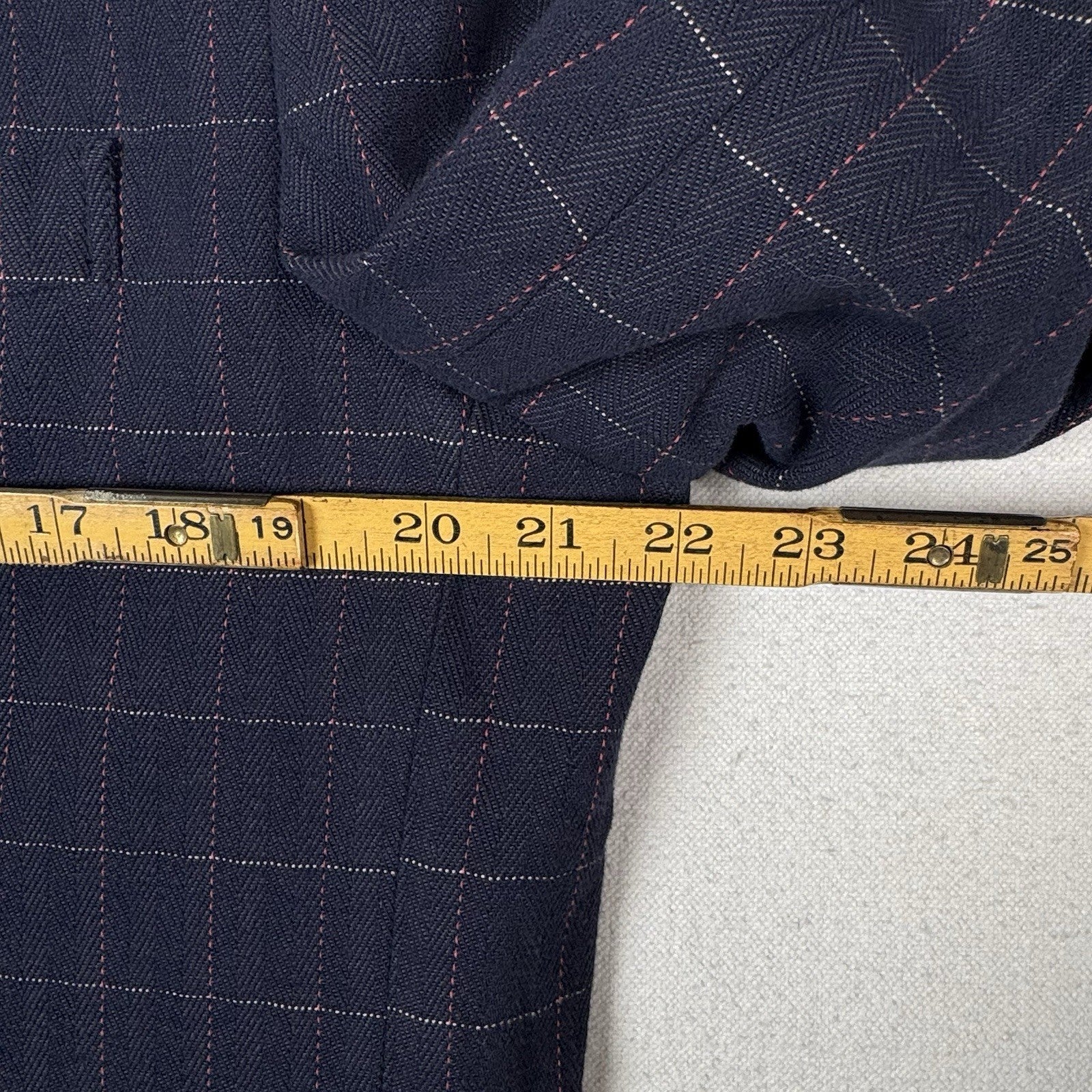 Jachs New York Blazer Mens Large Navy Windowpane Stretch Sport Coat 2-Button