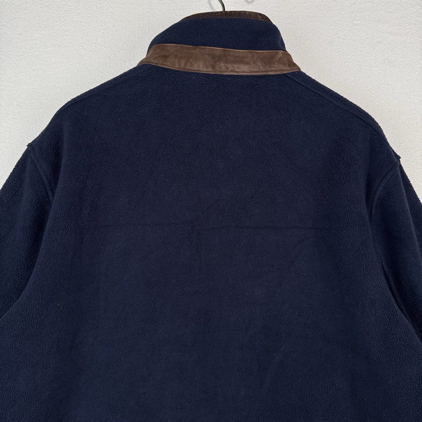 90s Vtg Polo Ralph Lauren XL Deep Pile Fleece Jackt Suede Trim Bomber Harrington