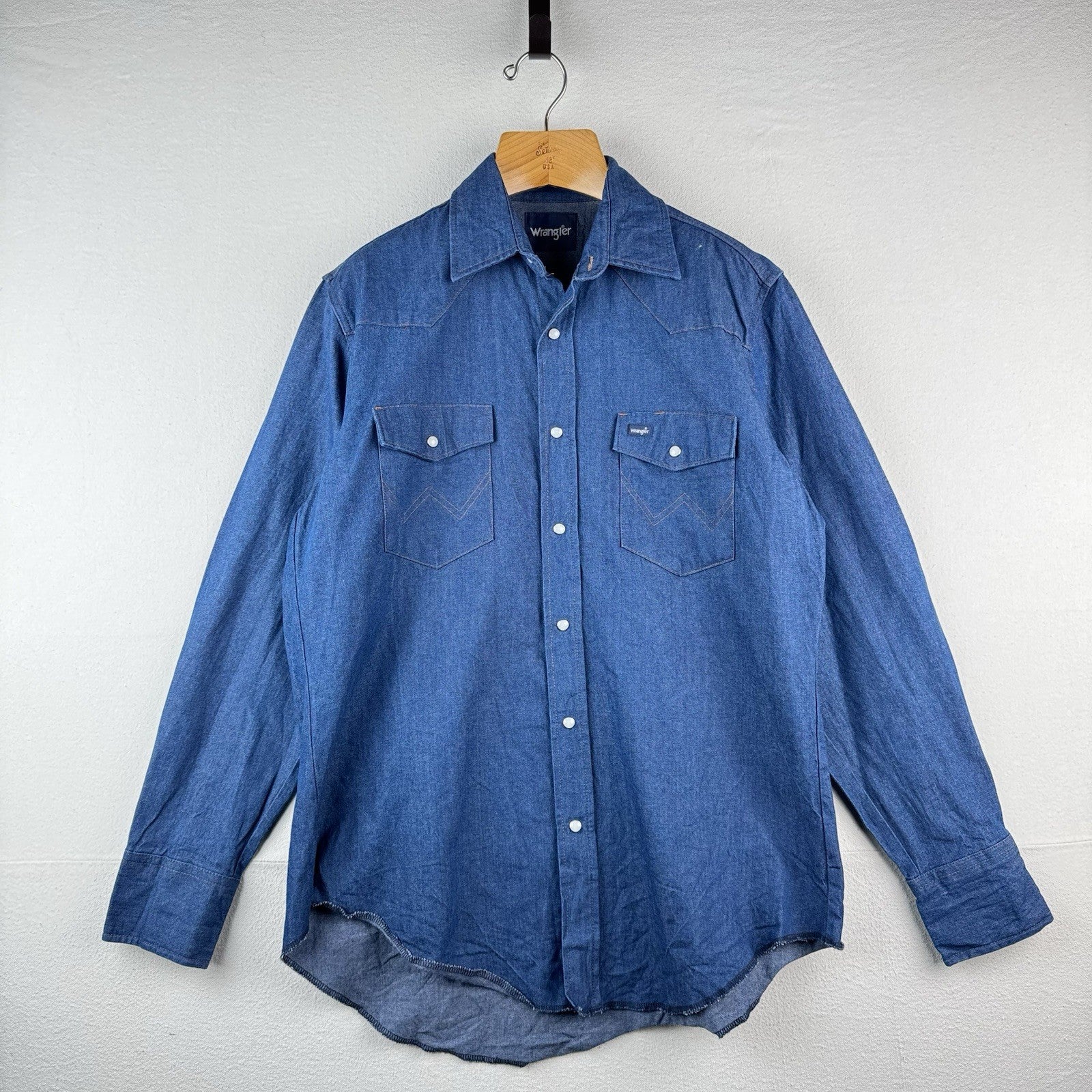 Vtg Wrangler Western Denim Pearl Snap Men’s Large Embroidered Speed Limit