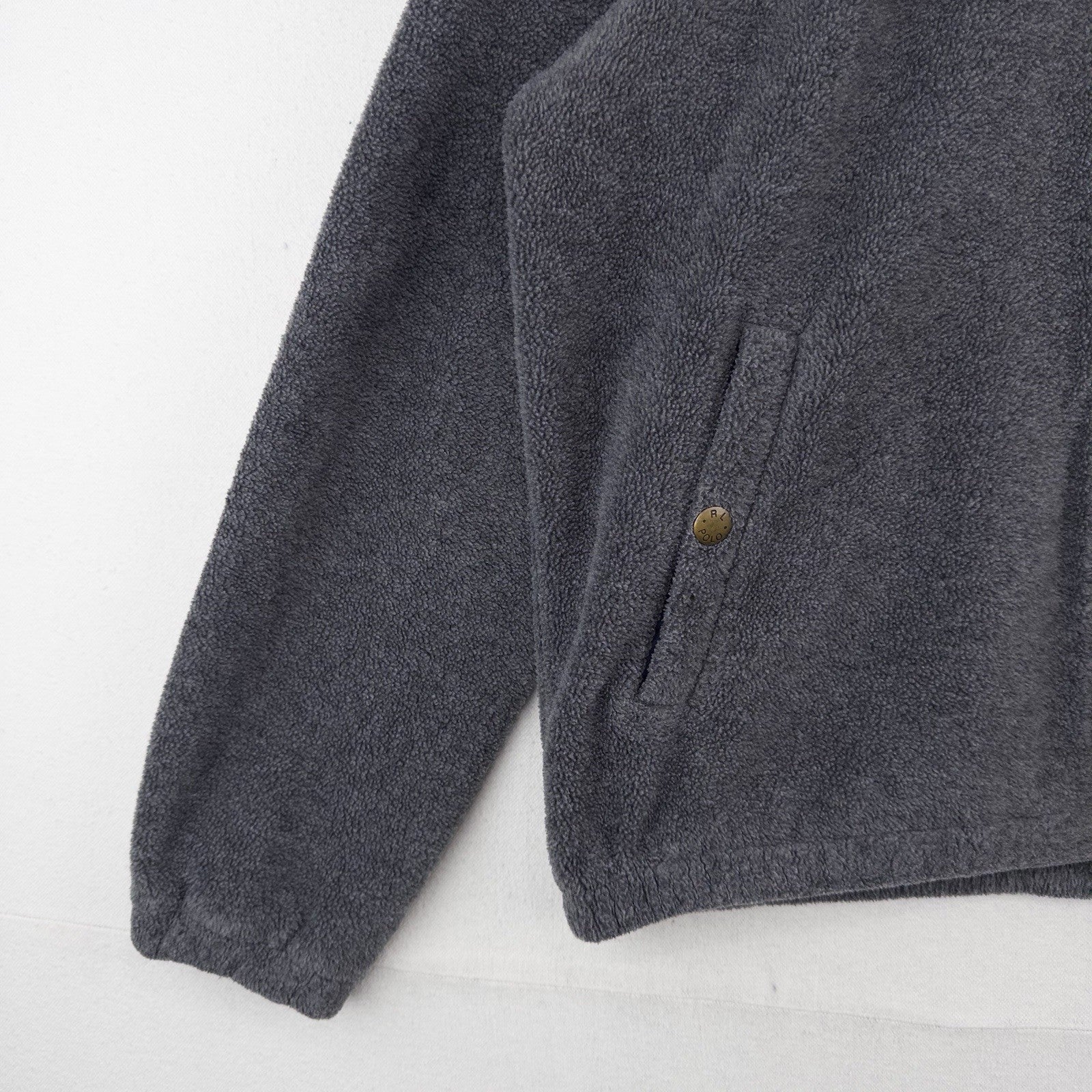 90’s Vtg Polo Ralph Lauren Men’s S Fleece Chin Strap Harrington Jacket Gray