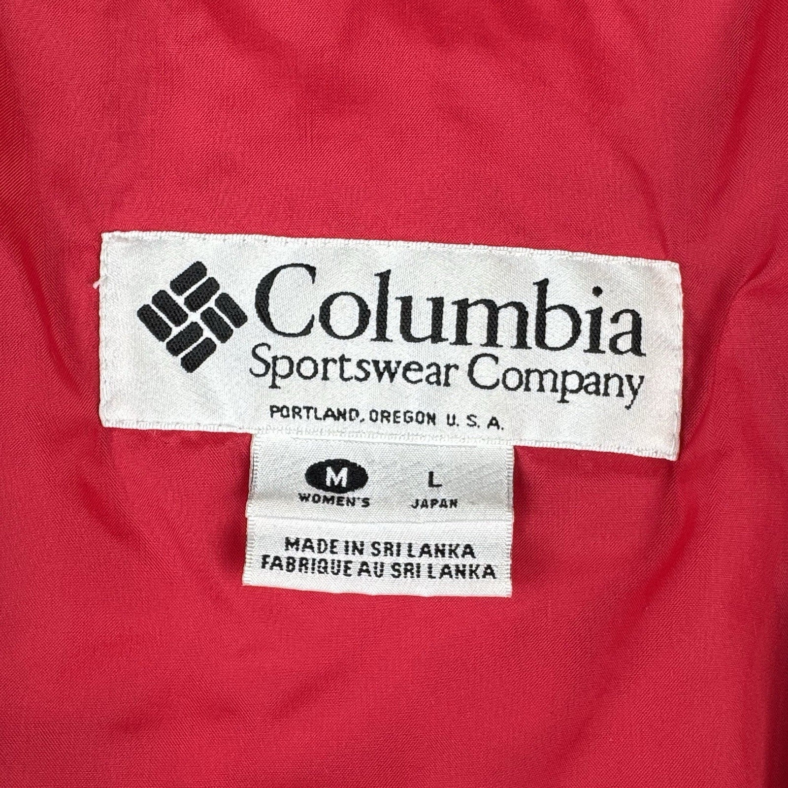 90’s Vtg Columbia Sportswear Portland Women's Large Red Hooded Parka Jacket Coat