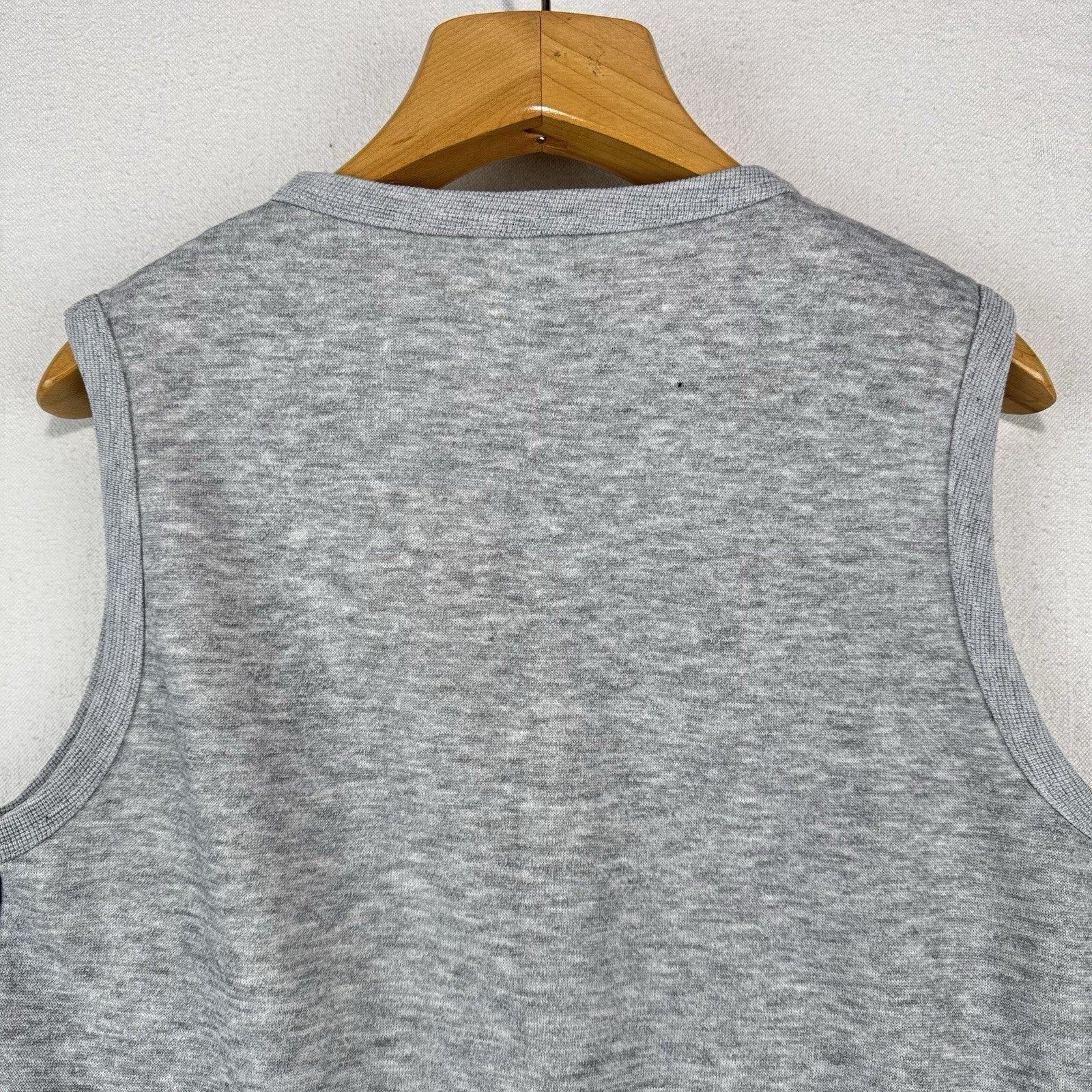 70's Vintage Bassett Walker Large Crewneck Sweatshirt Vest Gray Blue Stripes
