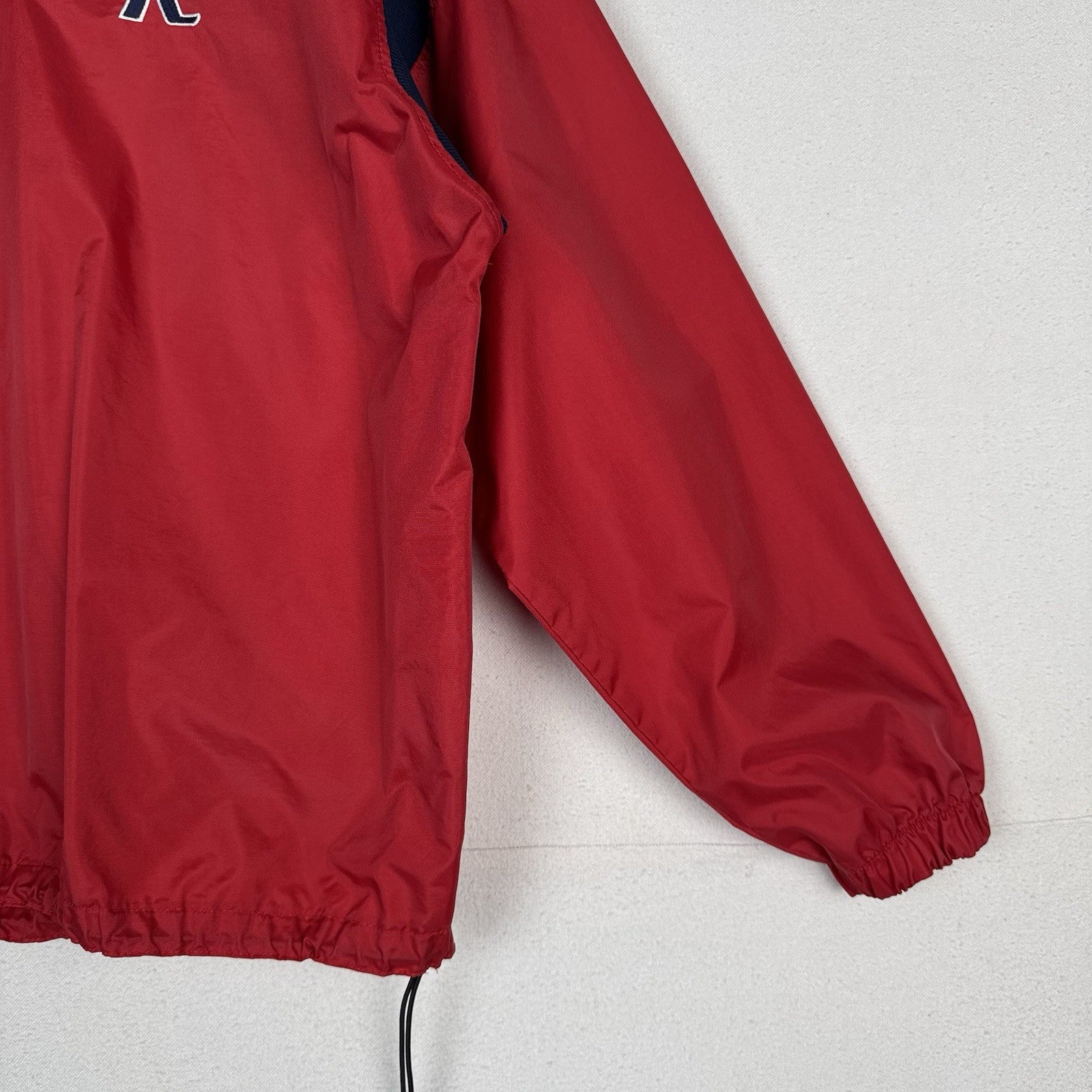 Vtg Boathouse Baseball Club Golf Mens XL Red Windbreaker 1/4 Snap Pullover USA