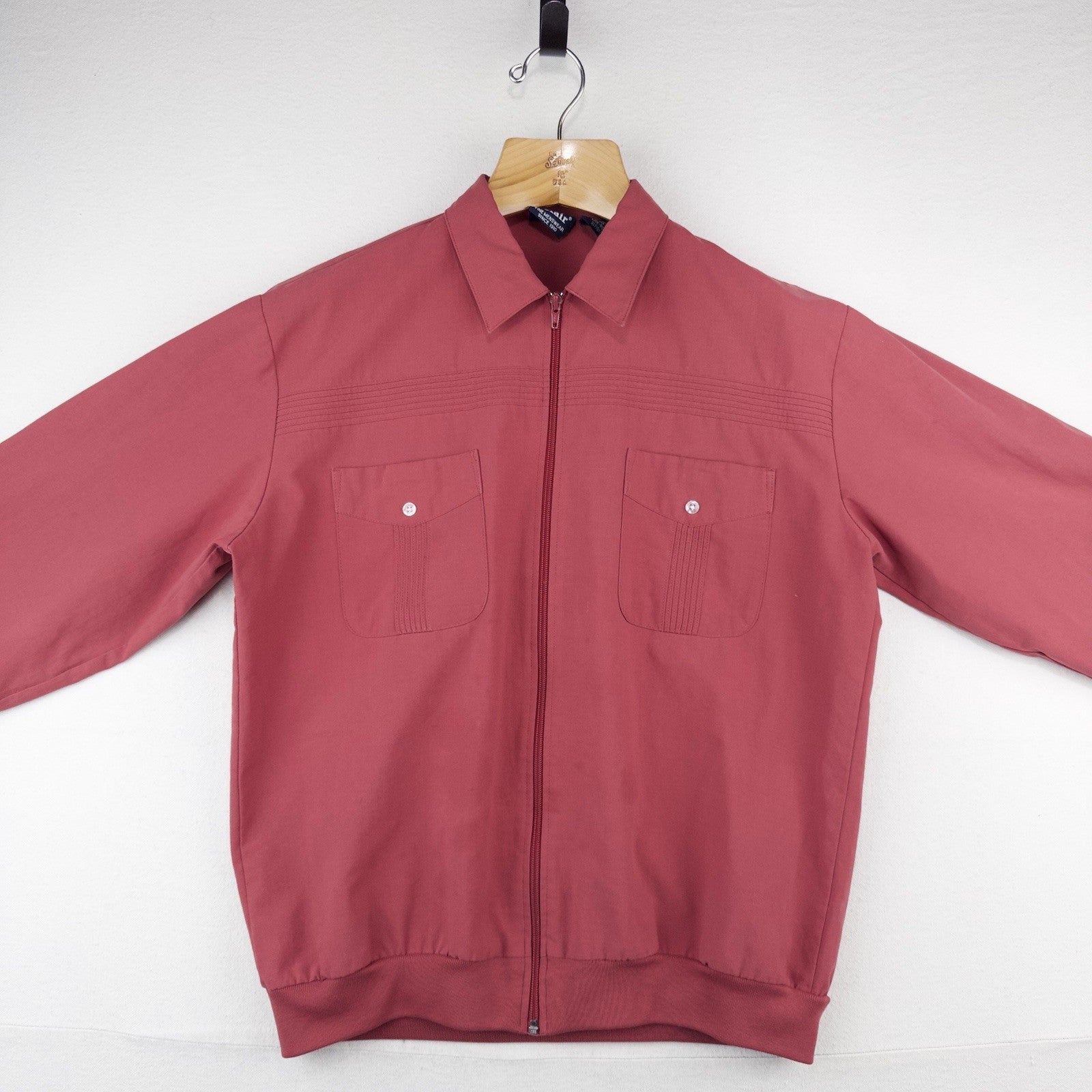 70’s Vtg John Blair Men’s Large Dusty Red Full Zip Bomber Over-shirt Jacket