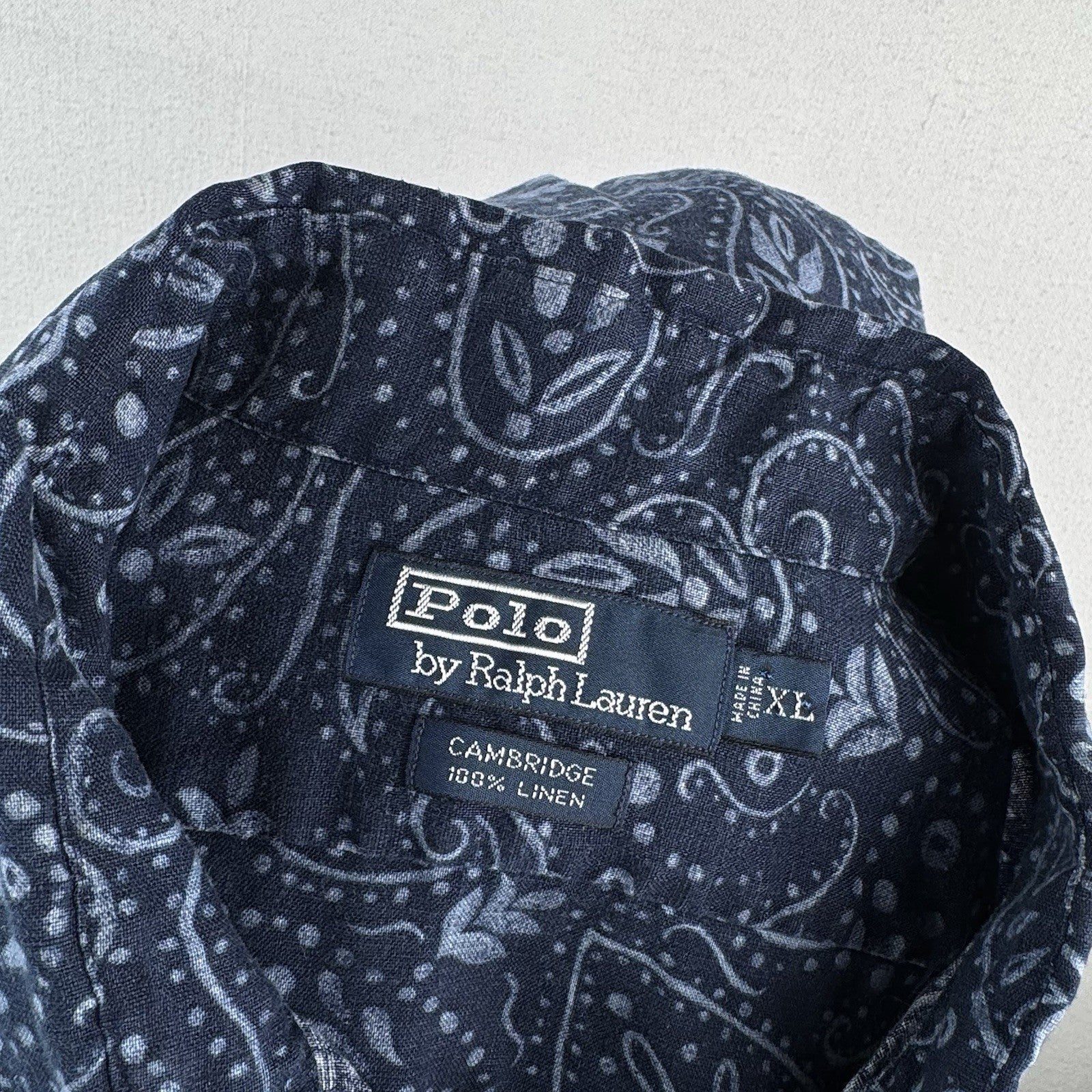 Vtg Polo By Ralph Lauren Mens XL Cambridge Paisley Hawaiian Shirt 100% Linen