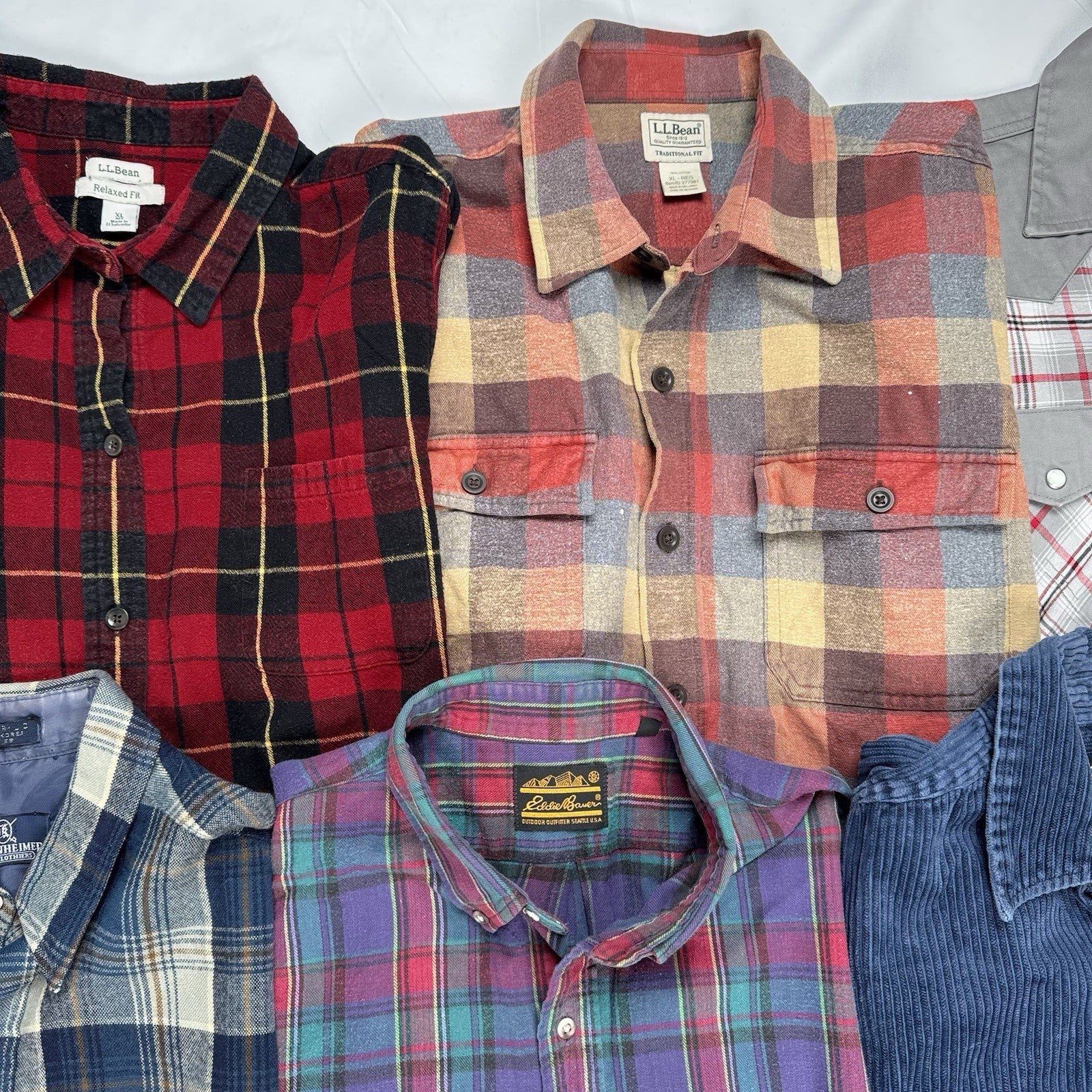 Lot of 10 Vintage Flannel (x7),Western (x2),Cord(x1) Long Sleeve Shirts S,M,L,XL