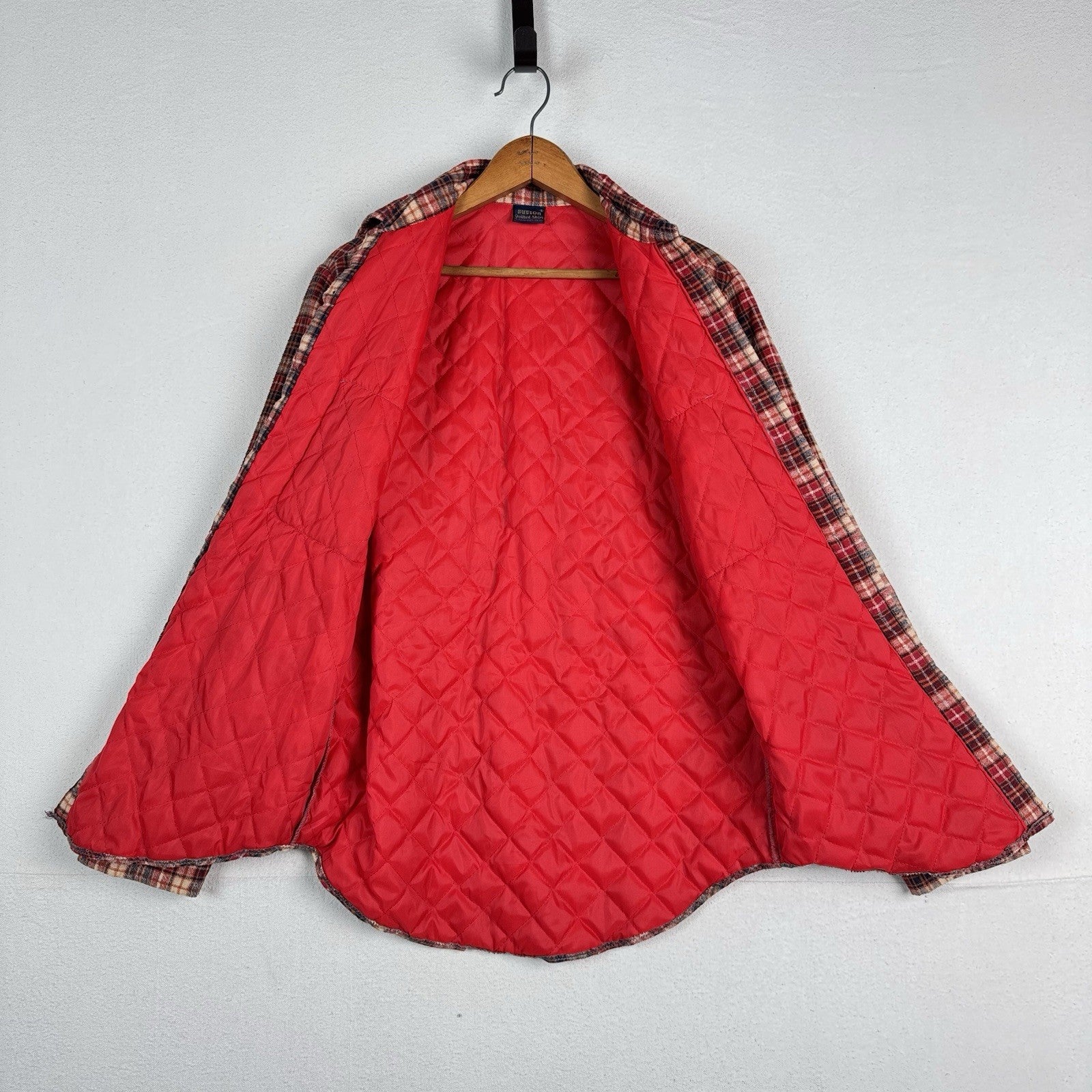 Vintage 70s Sutton Quilted Flannel Shirt Mens Small Tartan Plaid Lined Grunge