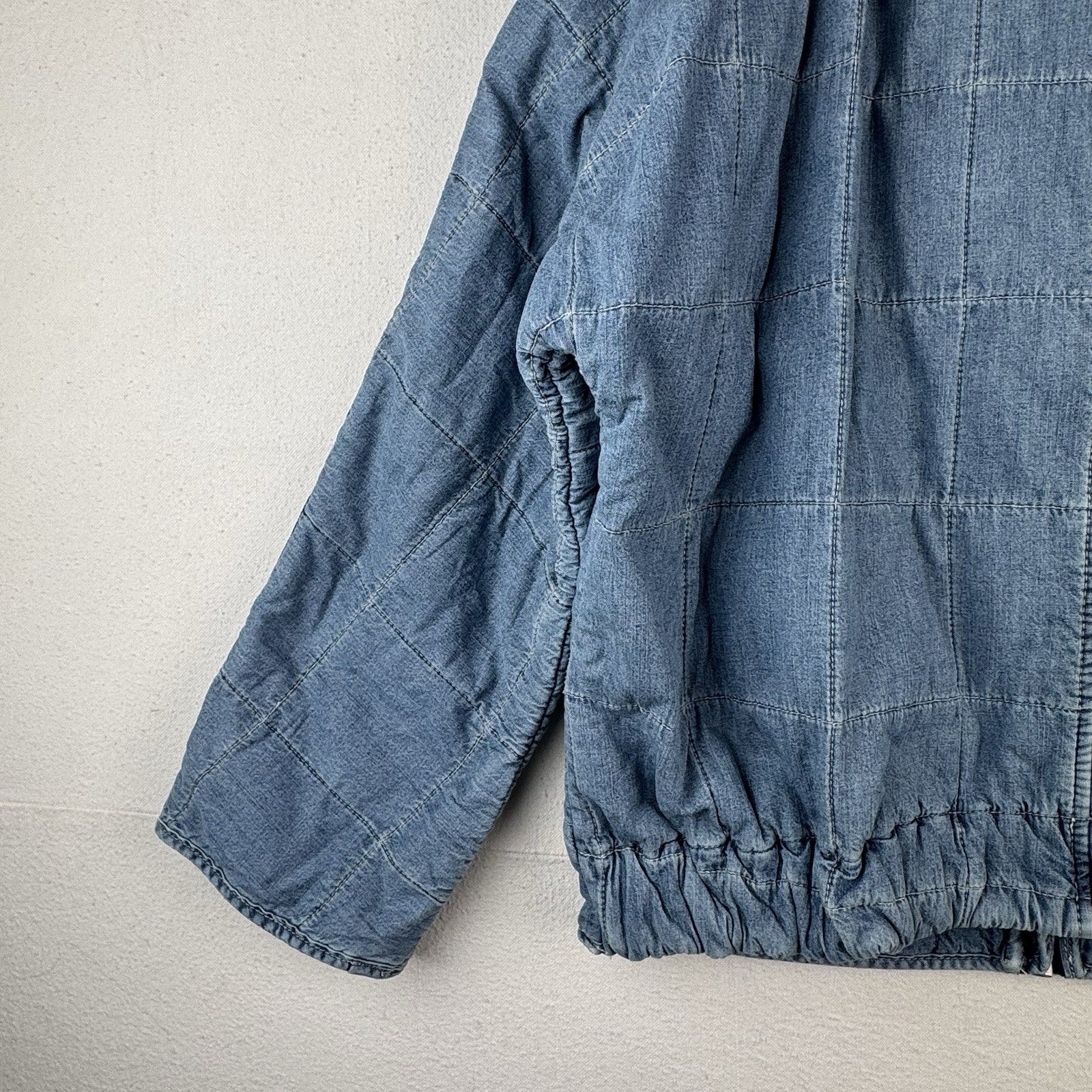Free People Dolman Quilted Chambray Jacket Slouchy Indigo Blue Denim Medium