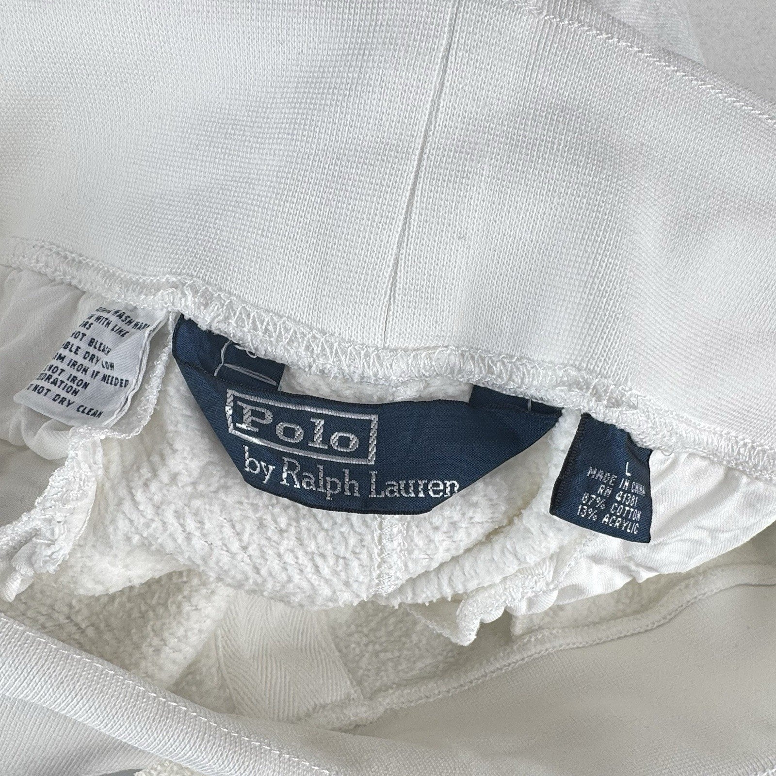 Vtg Polo Ralph Men’s L  38x12 Lauren Tennis Crest Heavyweight Sweat Shorts White