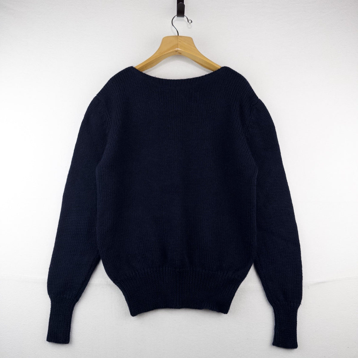 80’s Vtg Peterborough Row X Bloomingdales Boat Neck Wool Heavy Blue Sweater L